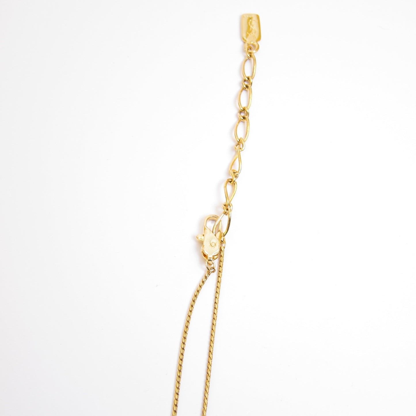 Yves Saint Laurent Vintage YSL Logo on Round Shaped with Rhinestone Golden Necklace