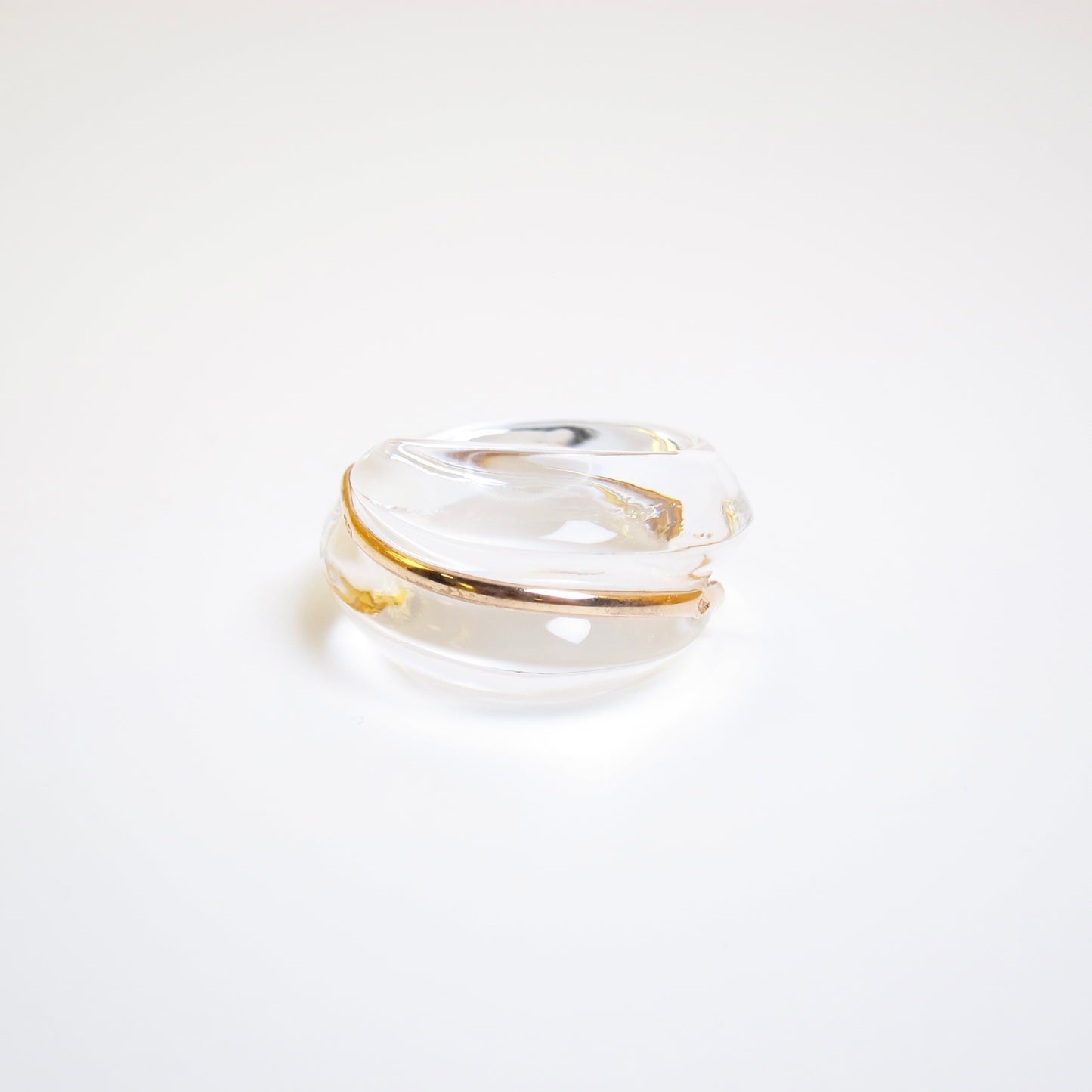 Baccarat Vintage 18K Gold and Clear Crystal Ring #13