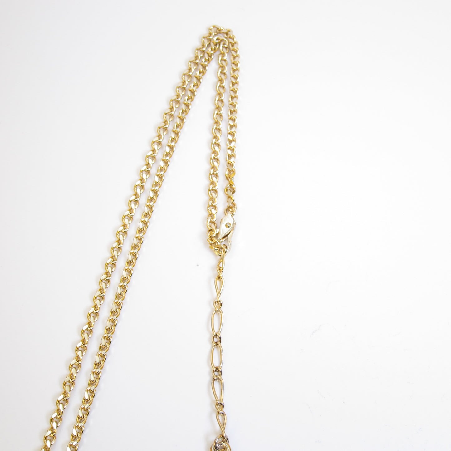 Yves Saint Laurent Vintage Rhombus and Rhinestone Pendant Golden Long Necklace