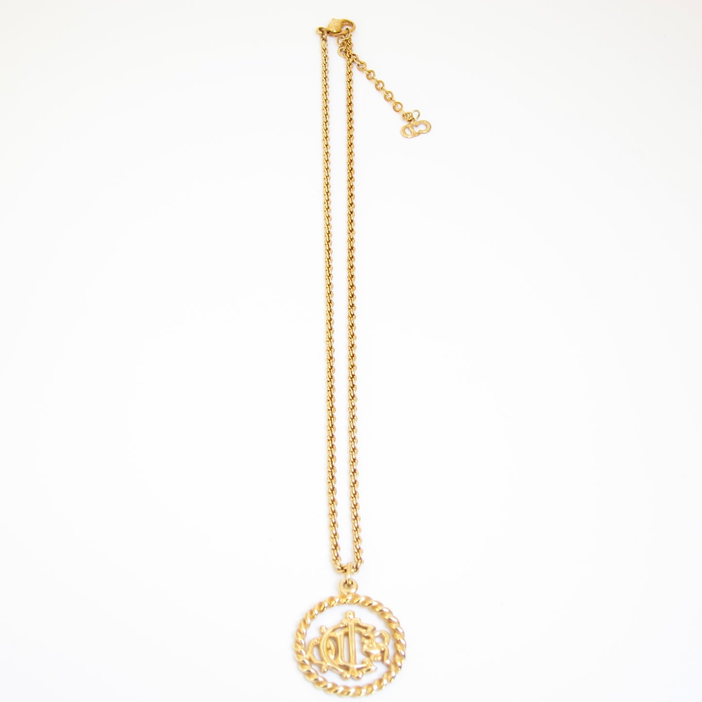 Christian Dior Vintage Dior Logo in Twist Circle Golden Necklace