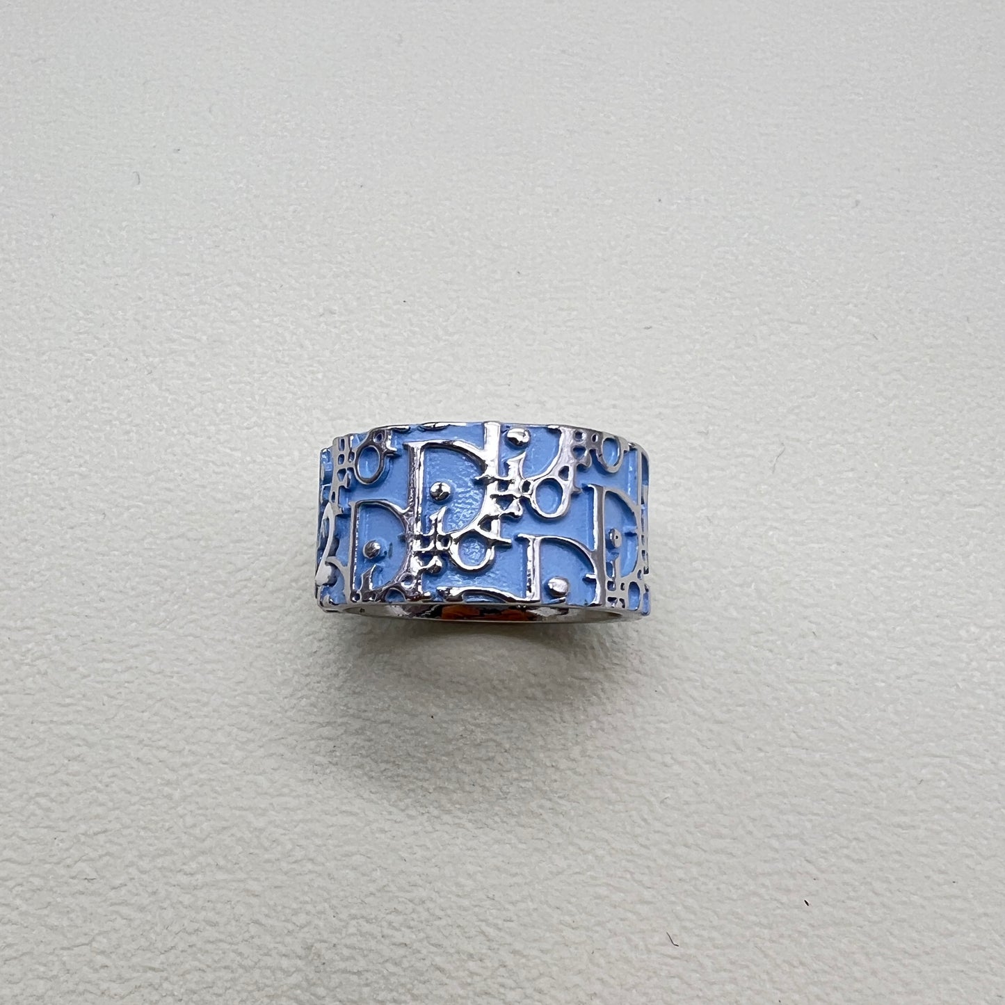 Christian Dior Vintage Blue and Silver Tortter Ring #12