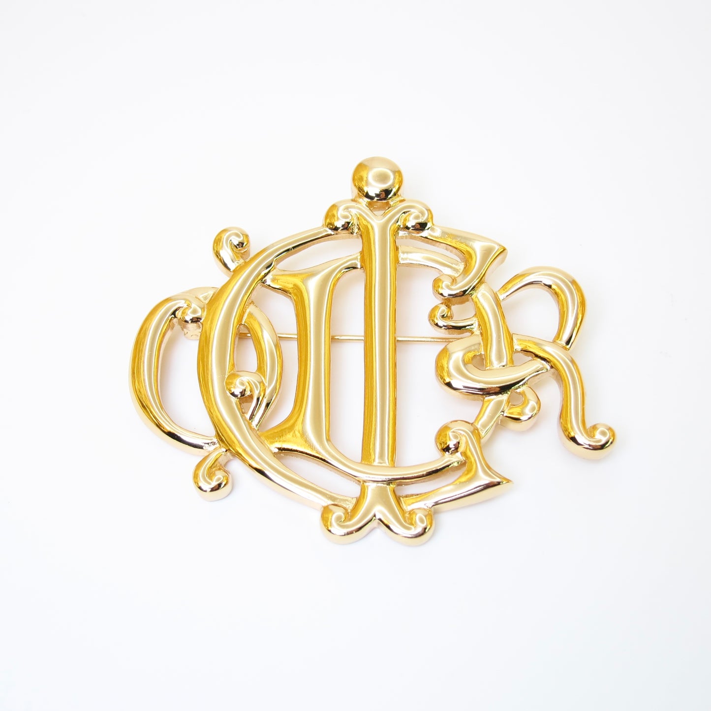 Christian Dior Vintage Dior Logo Golden Brooch