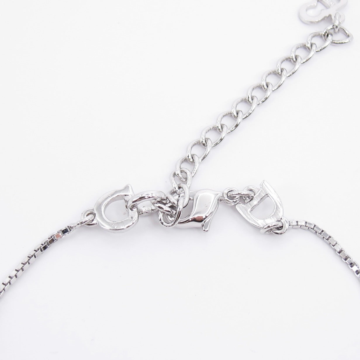 Christian Dior Vintage Dior Logo Plate Silver Bracelet