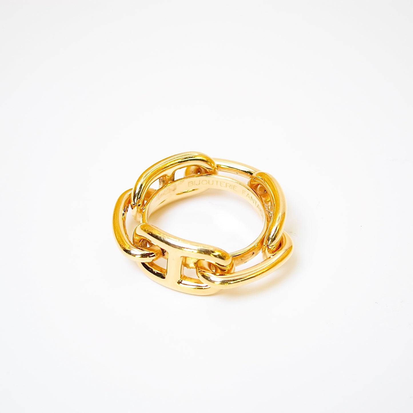 Hermes Vintage Lucade Chaine D'Ancre Golden Scarf Ring
