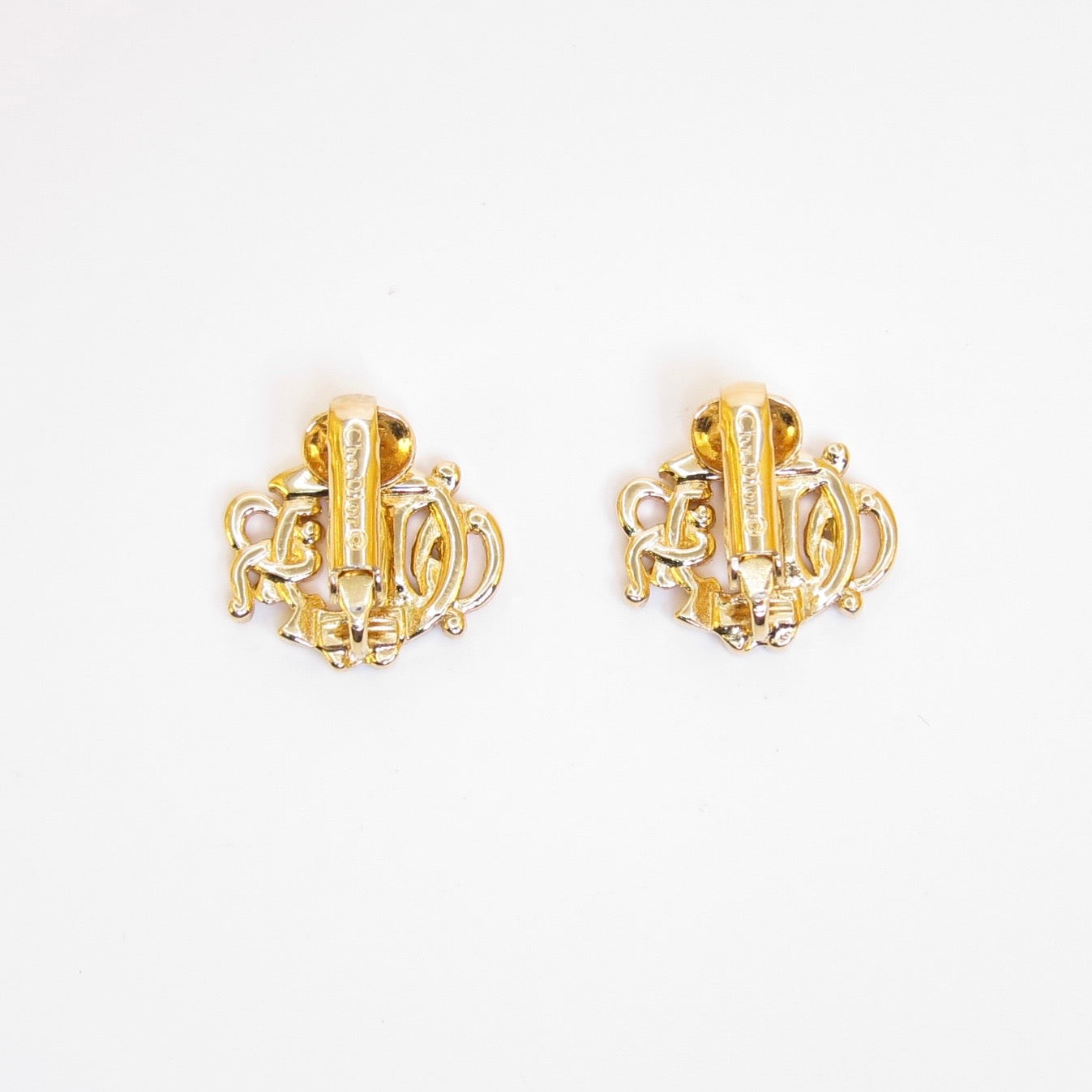 Christian Dior Vintage Dior Logo Golden Clip-on Earrings