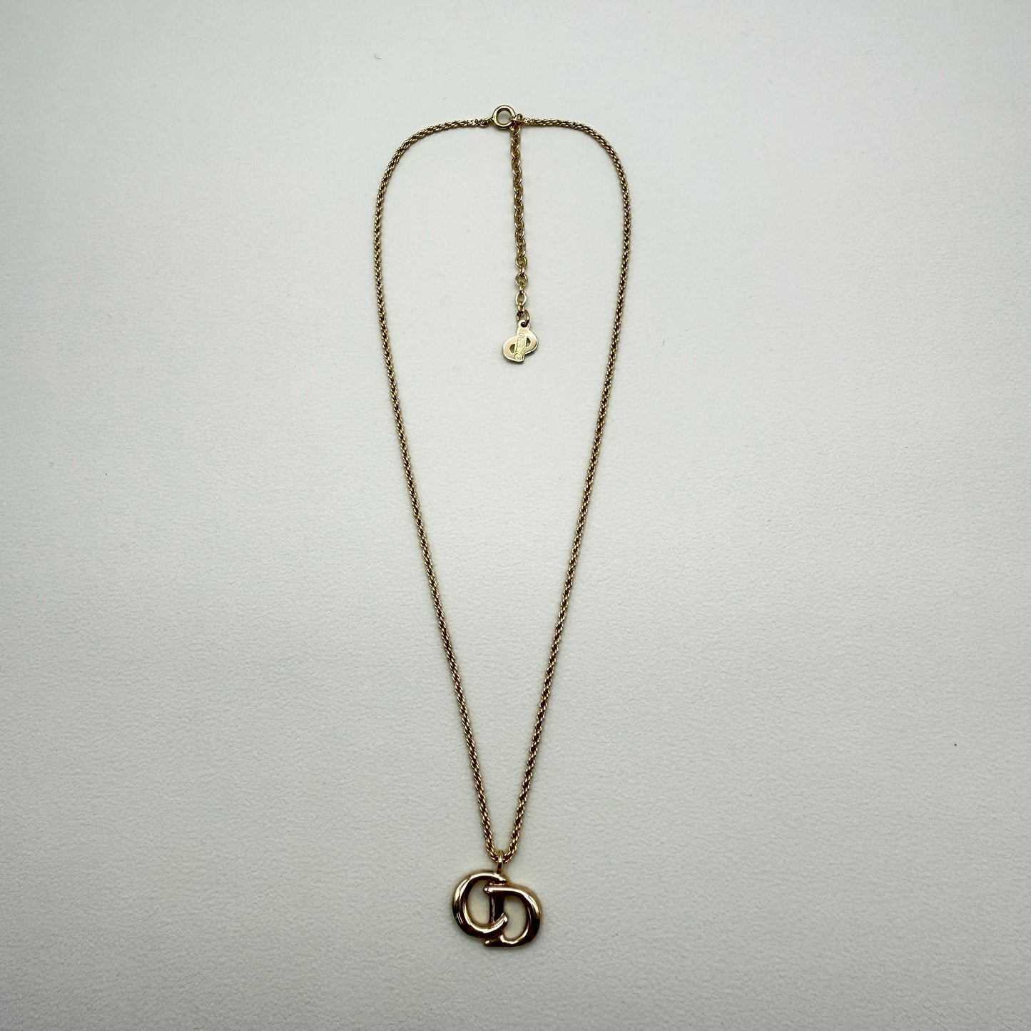 Christian Dior Vintage CD Logo Pendant Golden Necklace
