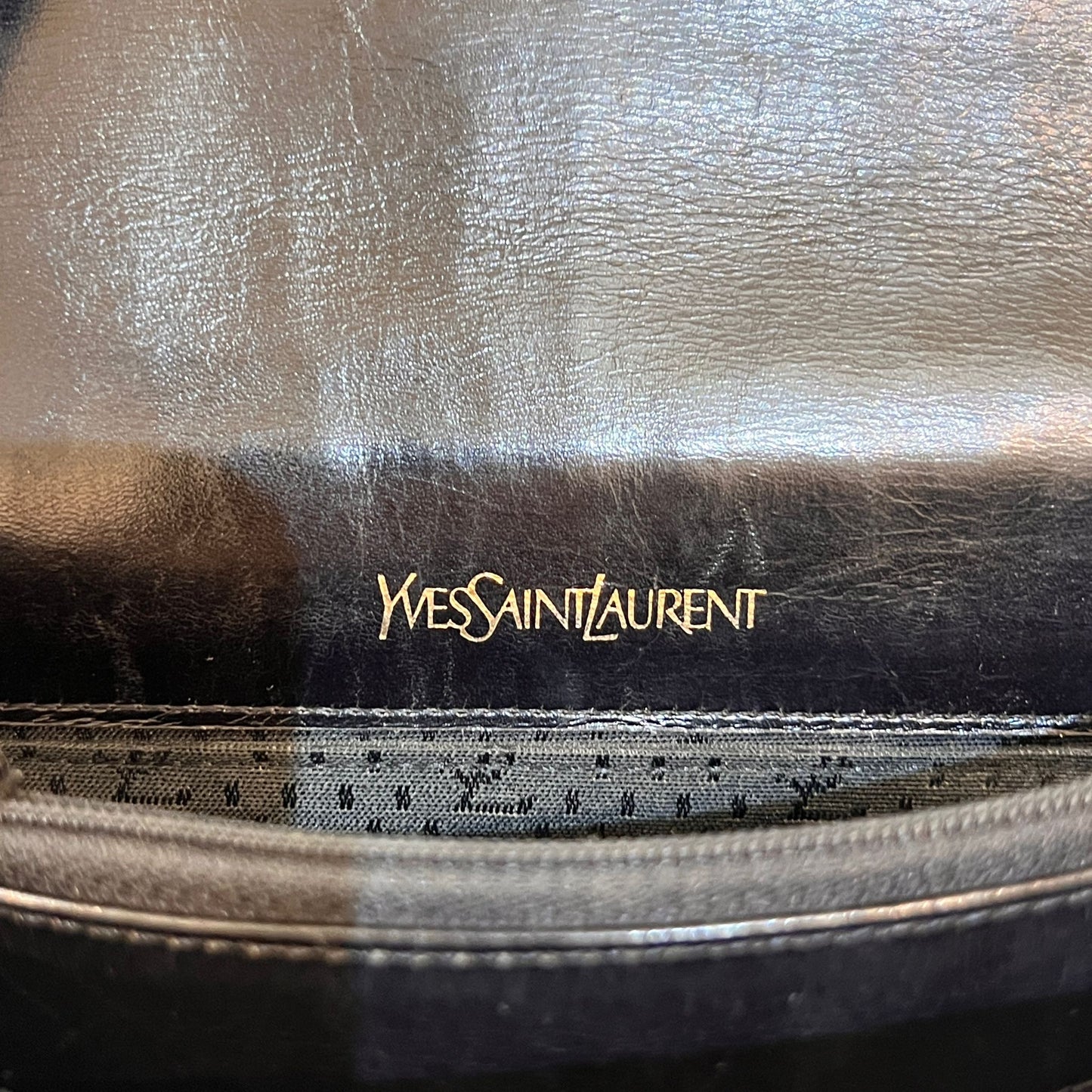 Yves Saint Laurent Vintage Crocodile-Embossed Black Shoulder Bag