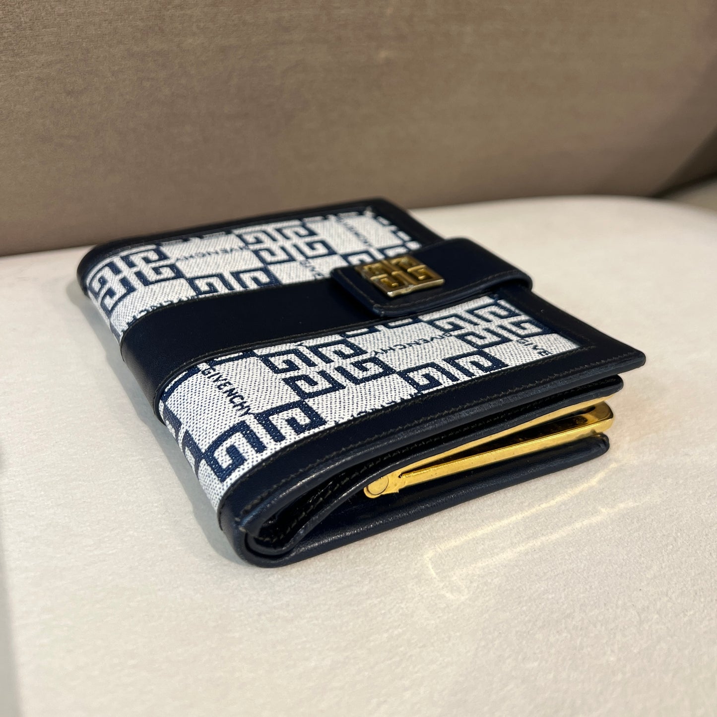 Givenchy Vintage 4G Logo Black and Navy Bi-Fold Walle