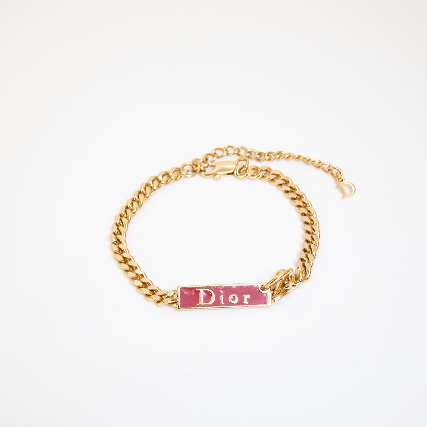 Christian Dior Vintage Dior Logo in Red and Golden Bracelet