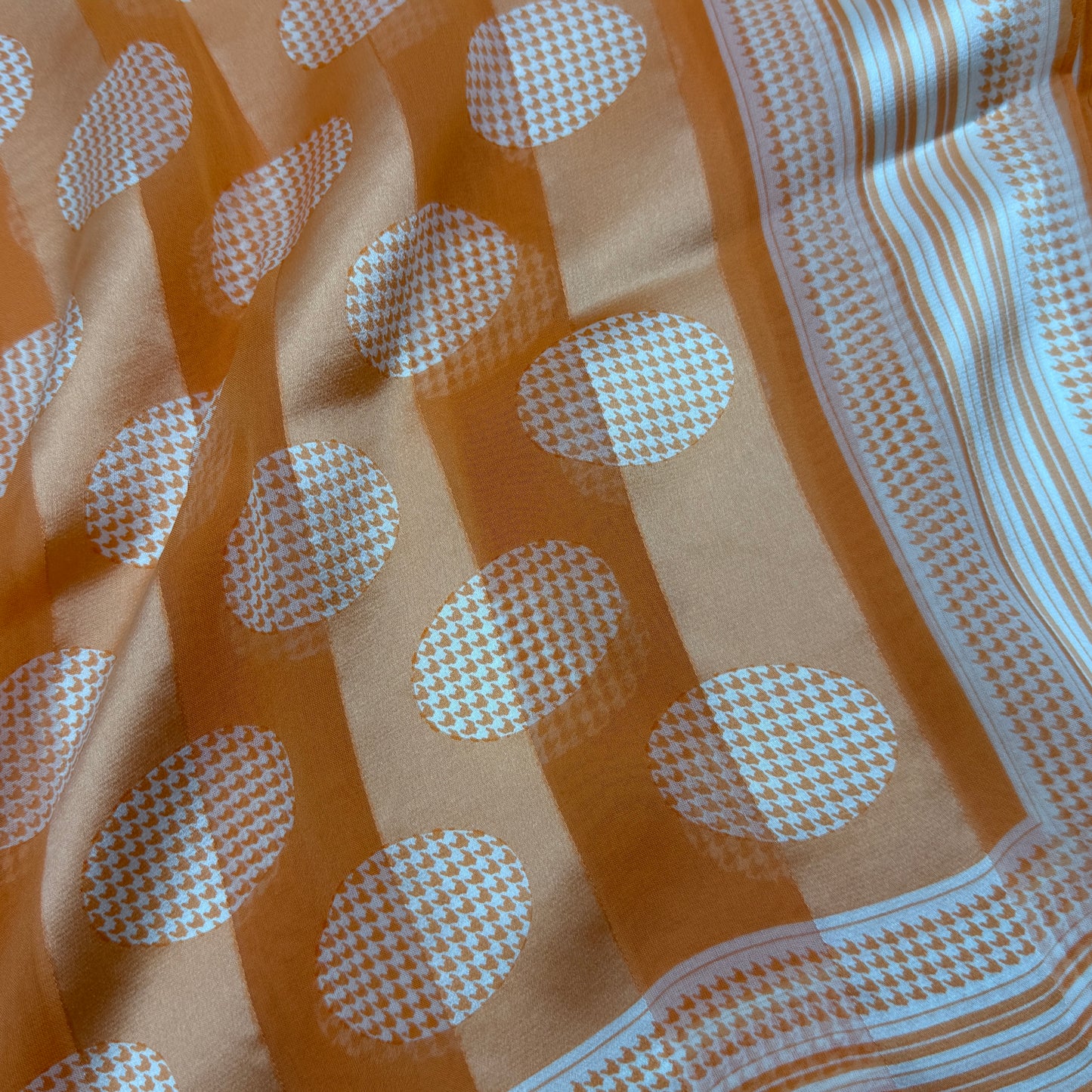 Christian Dior Vintage Orange Oval Pattern Silk Scarf