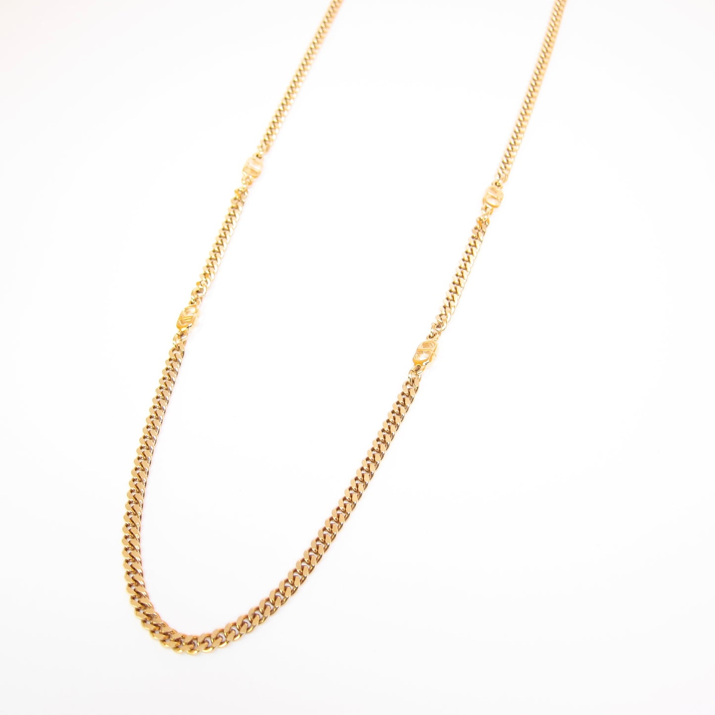Christian Dior Vintage CD Logo Golden Long Necklace