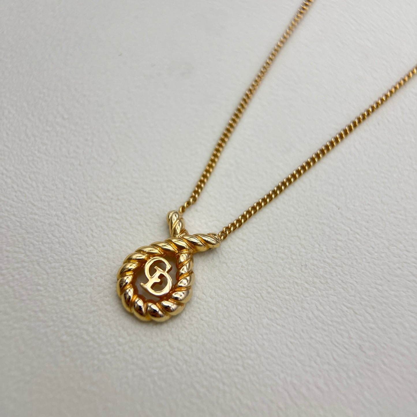 Christian Dior Vintage CD Logo in Twist Drop Shape Necklace