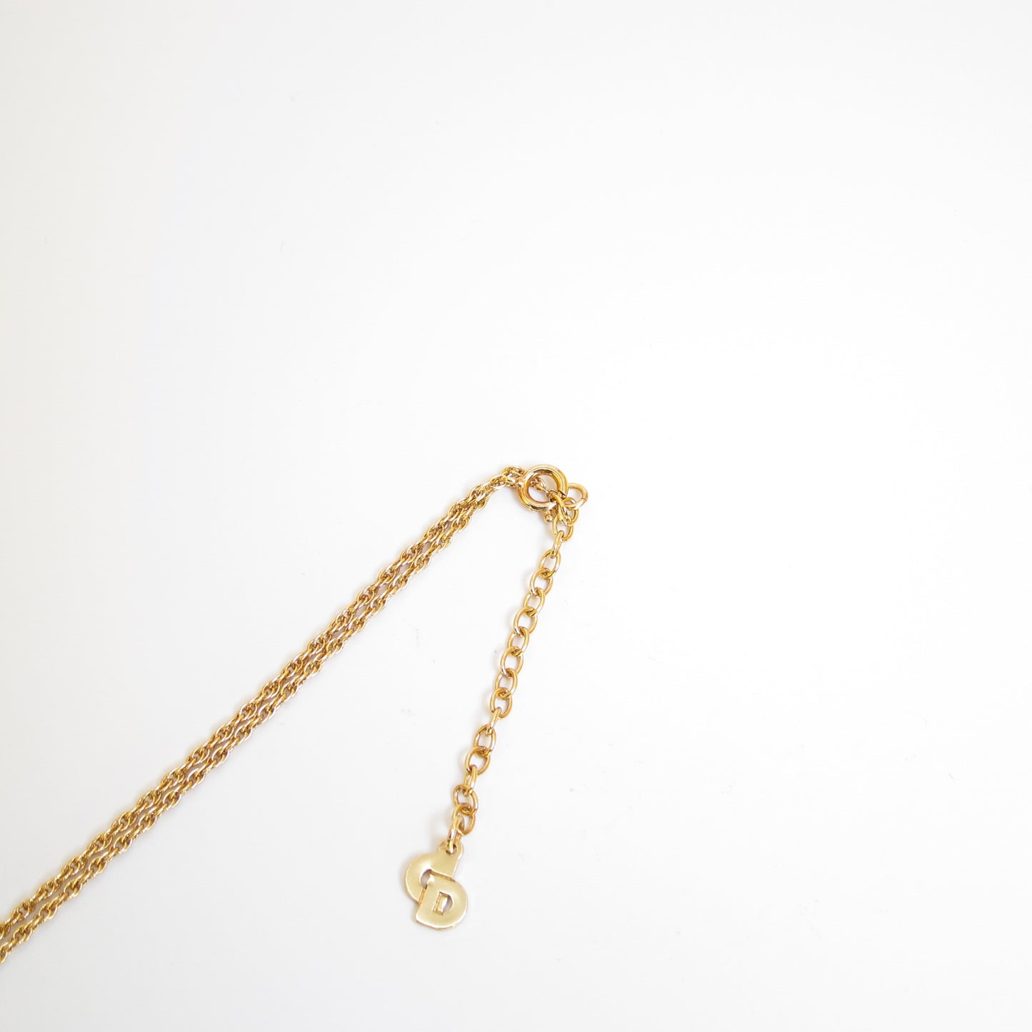 Christian Dior Vintage Rhombus Black and Rhinestone Golden Necklace