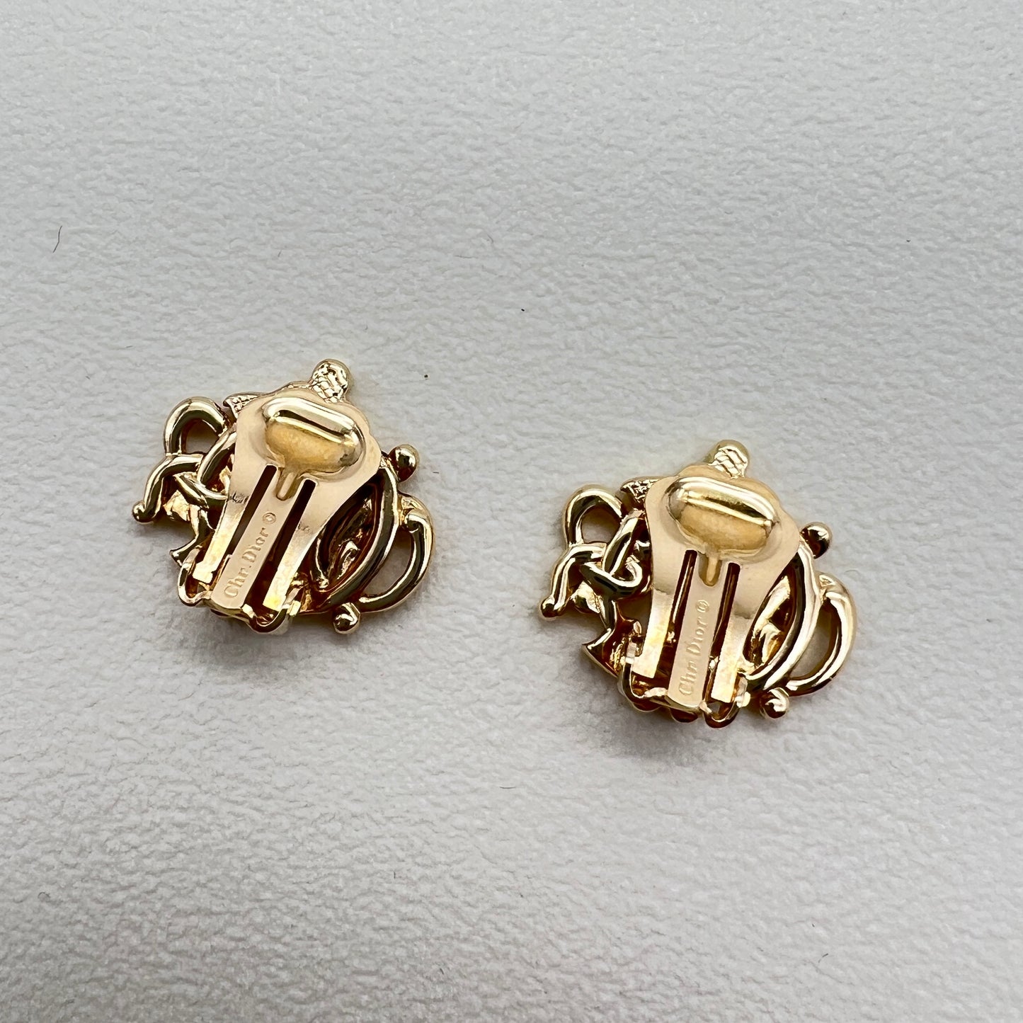 Christian Dior Vintage Dior Logo Golden Clip-on Earrings