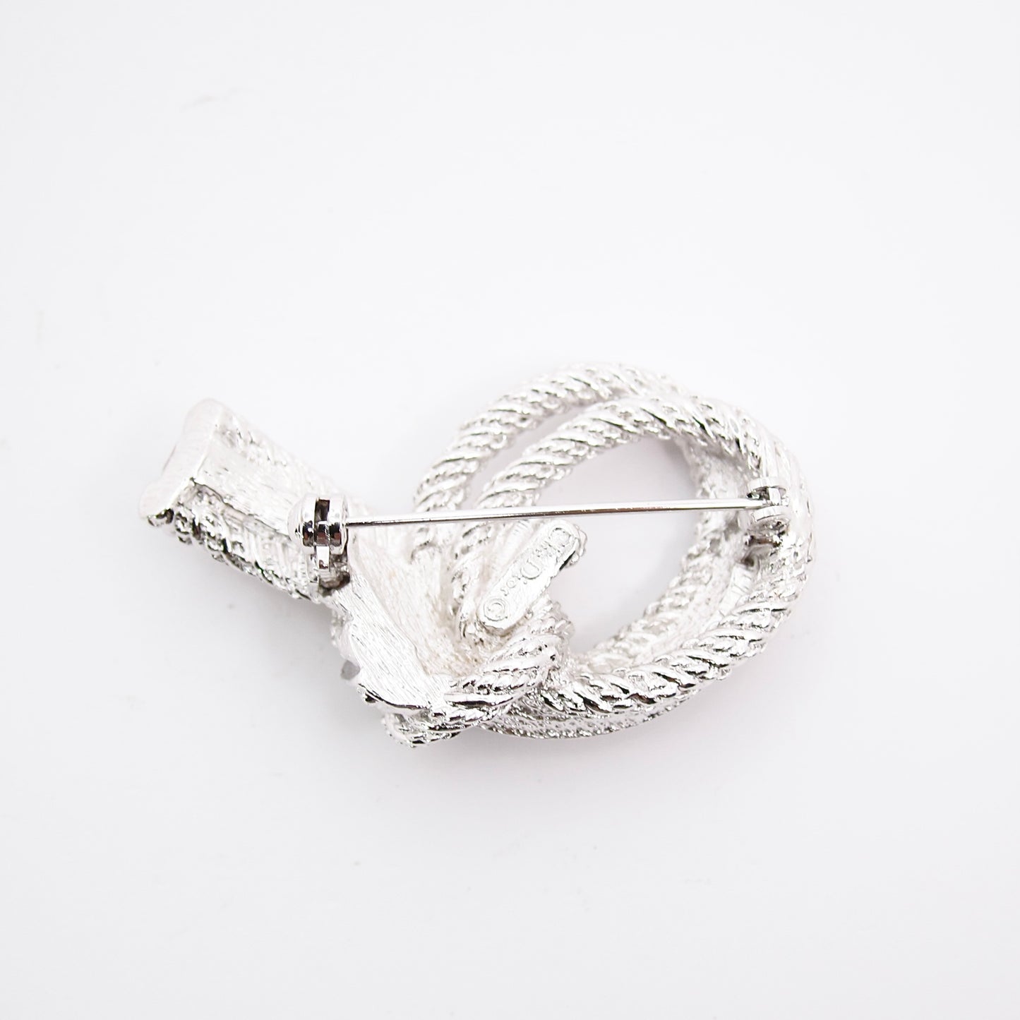 Christian Dior Vintage Knot with Rhinestone Silver Brooch