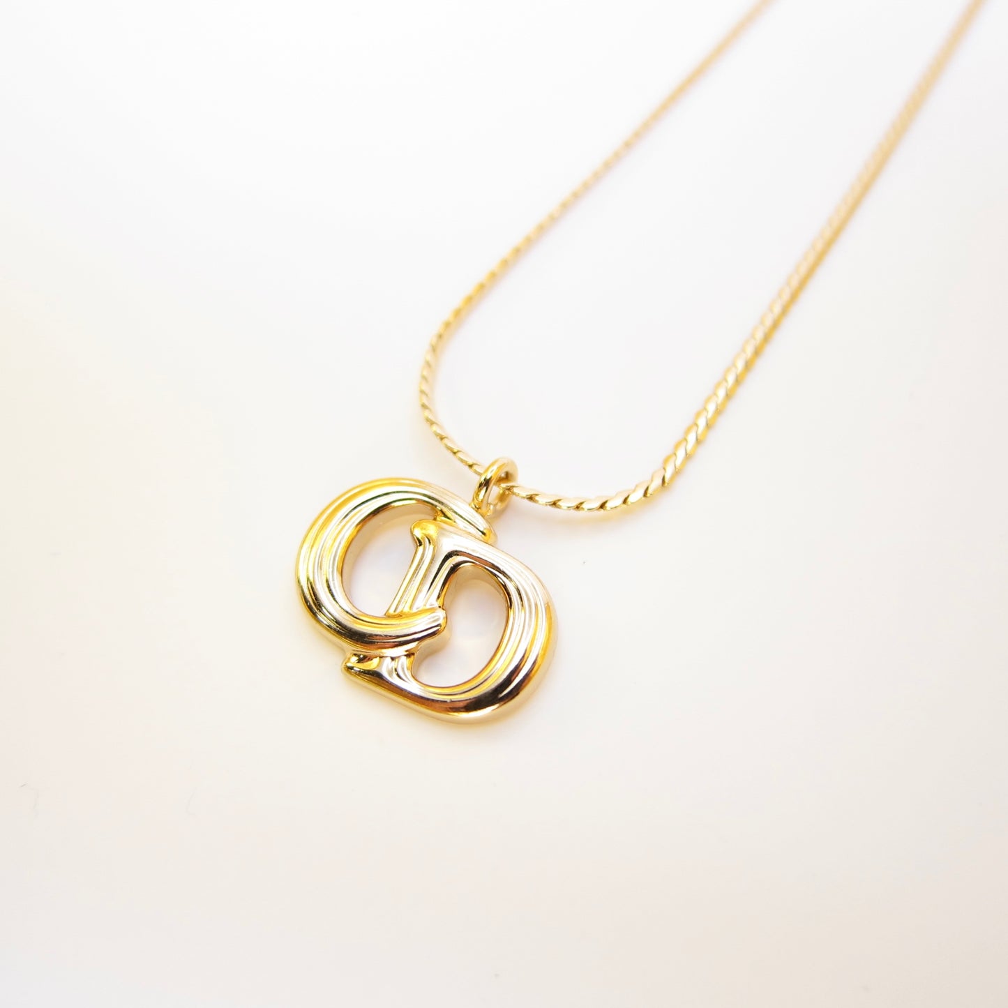 Christian Dior Vintage CD Logo Golden Necklace