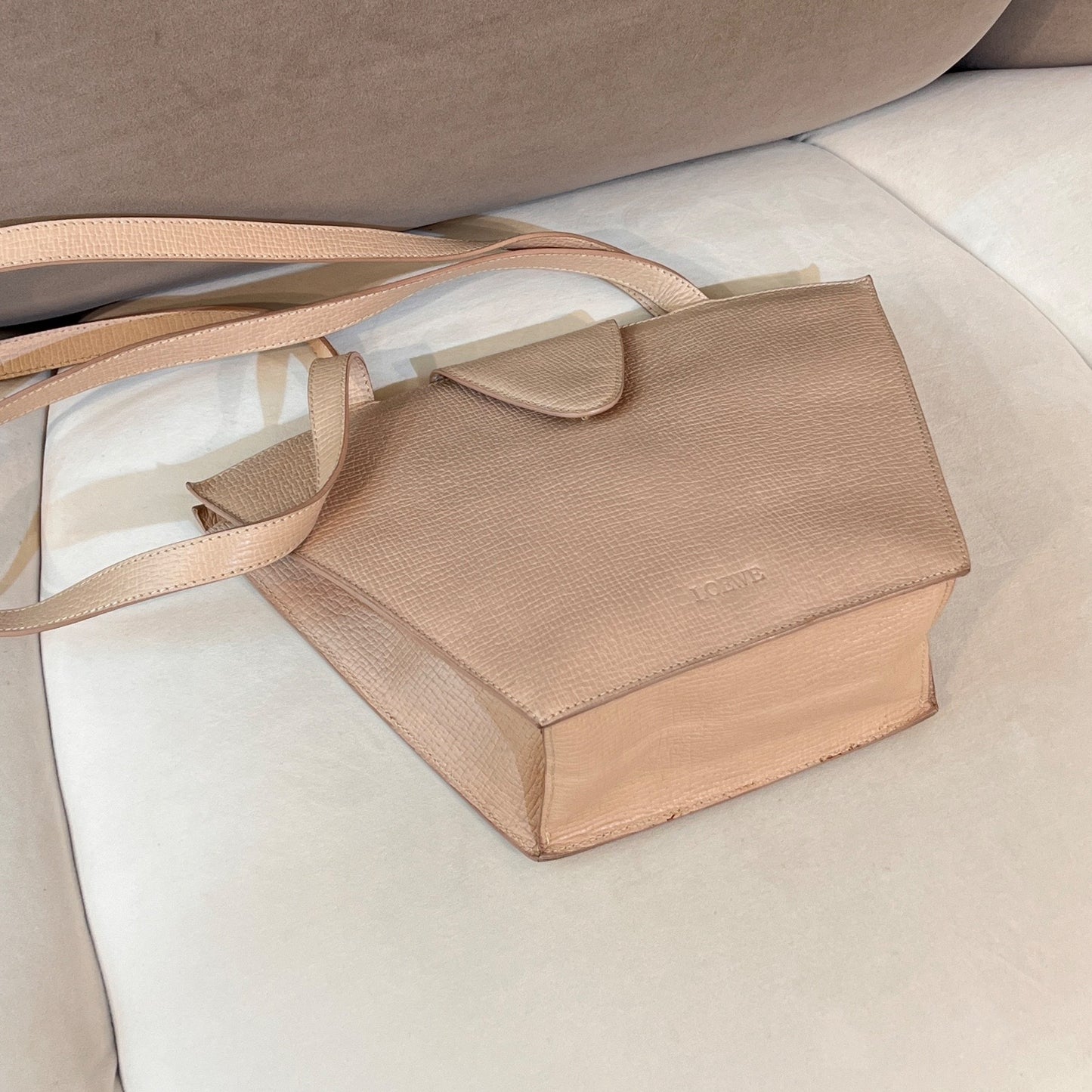 Loewe Vintage Beige Leather Semi-Shoulder Bag