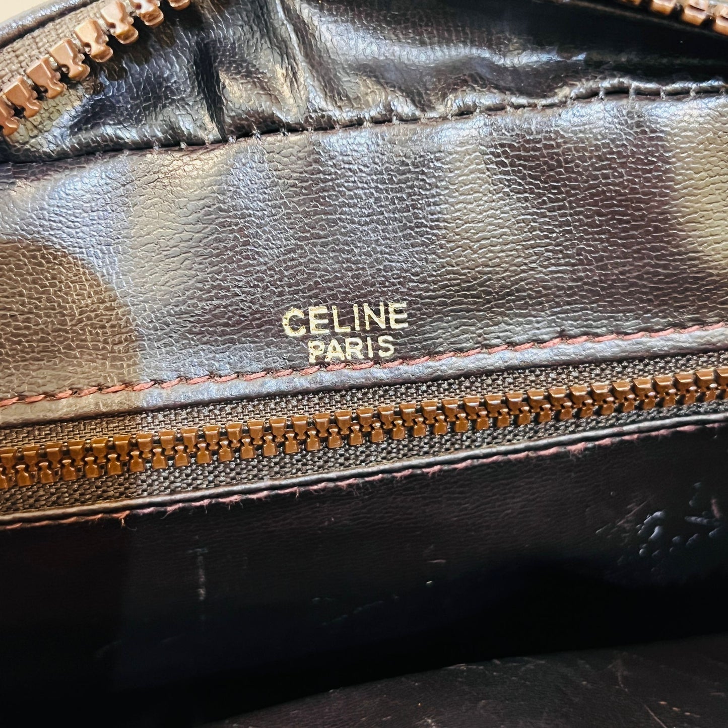 Celine Vintage Macadam Horse Carriage Canvas Leather Shoulder Bag