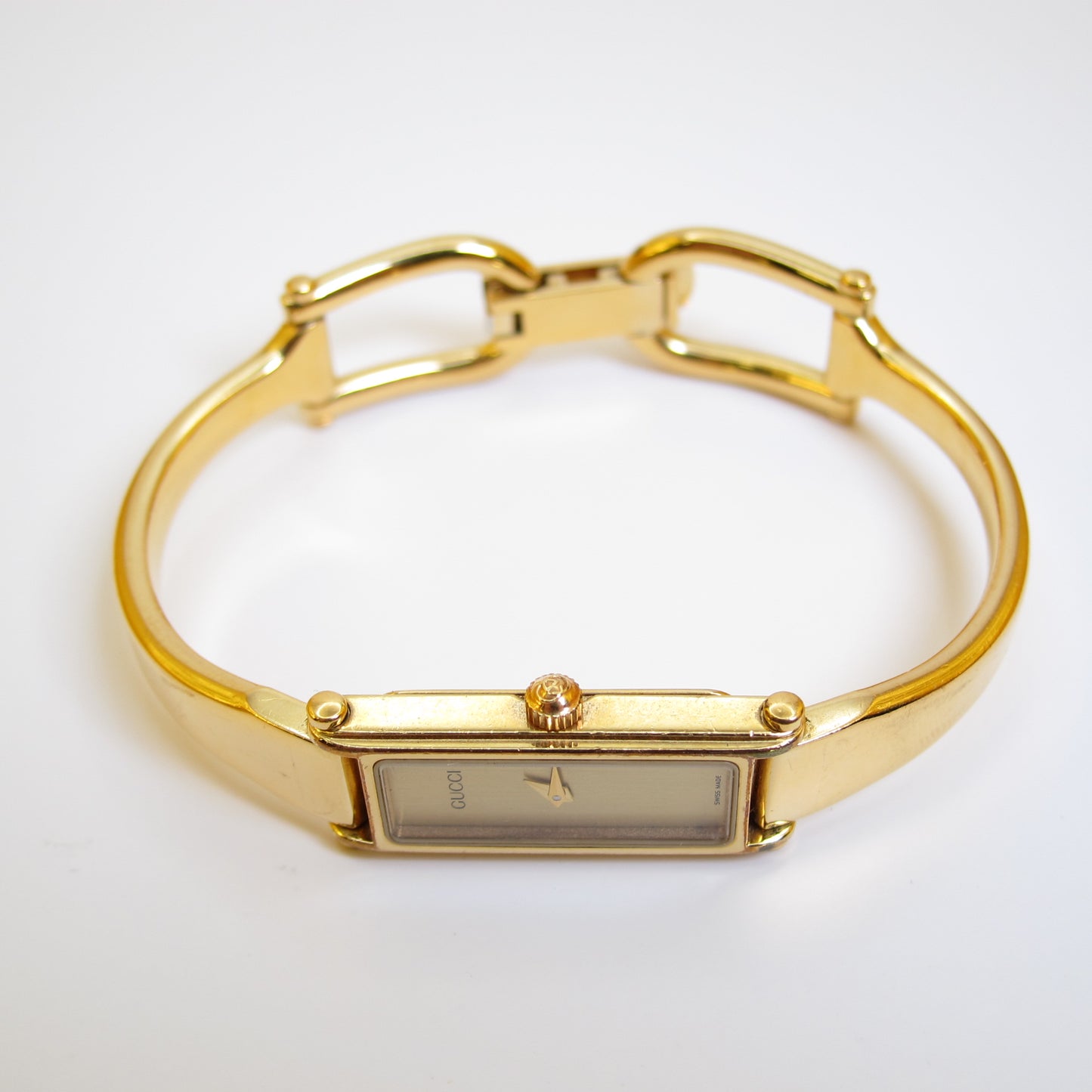 Gucci Vintage Rectangle Golden Face Bangle Watch