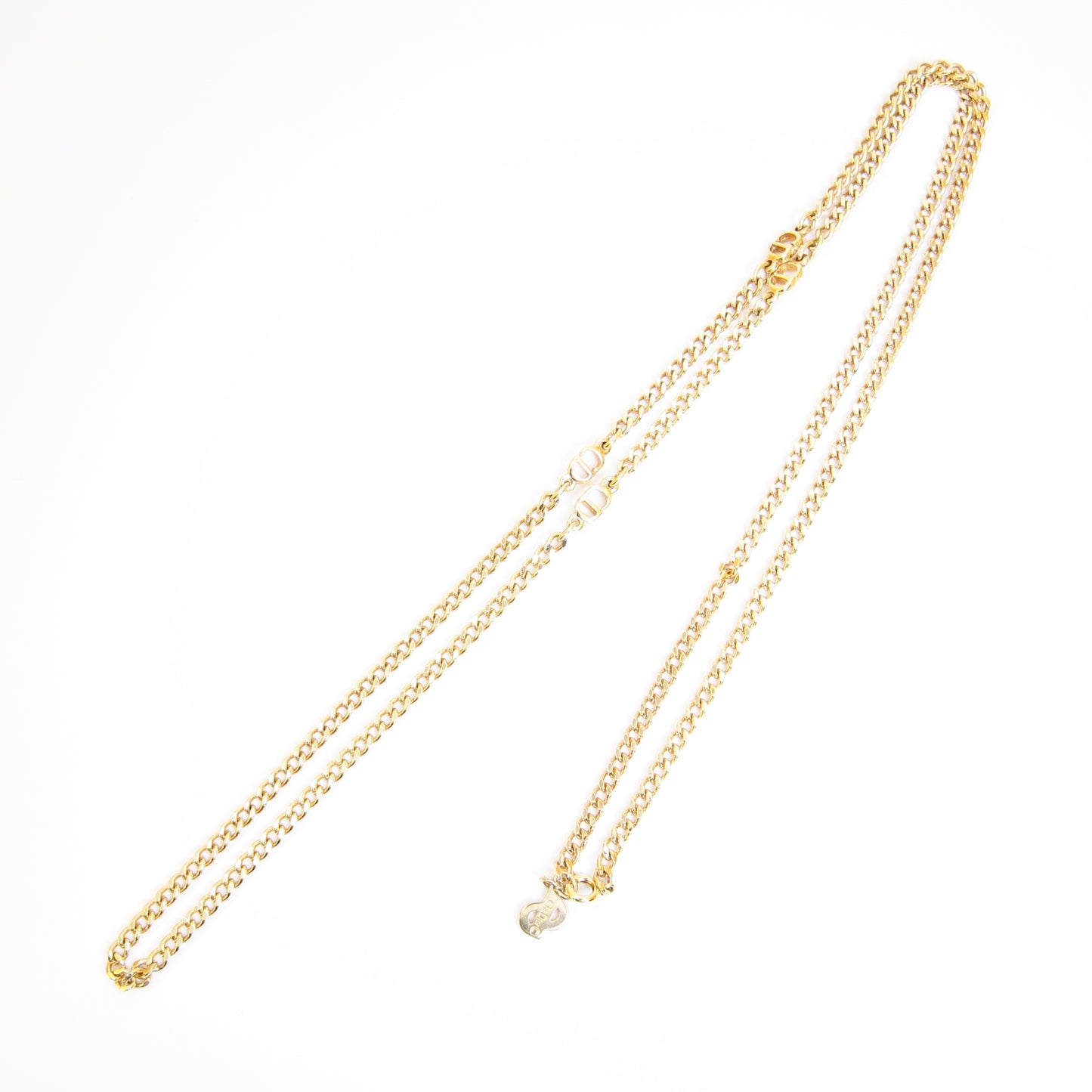 Christian Dior Vintage CD Logo Golden Long Necklace