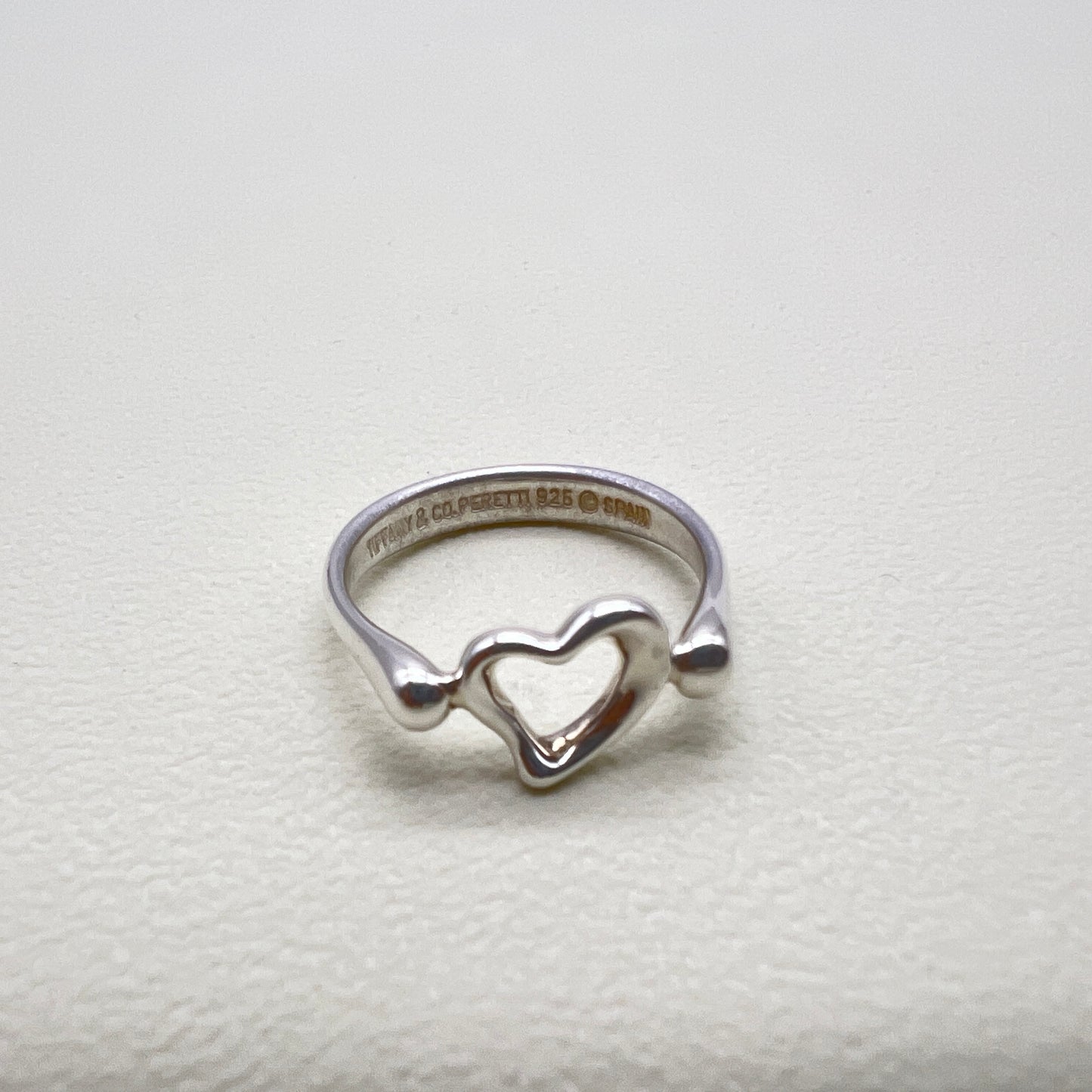 Tiffany Vintage Open Heart 925 Silver Ring #12