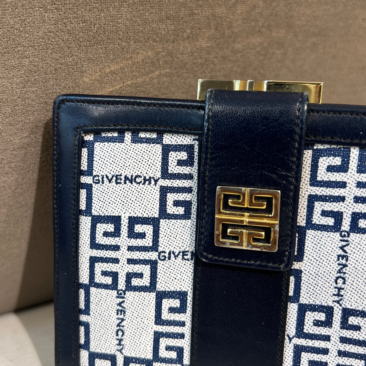 Givenchy Vintage 4G Logo Black and Navy Bi-Fold Walle