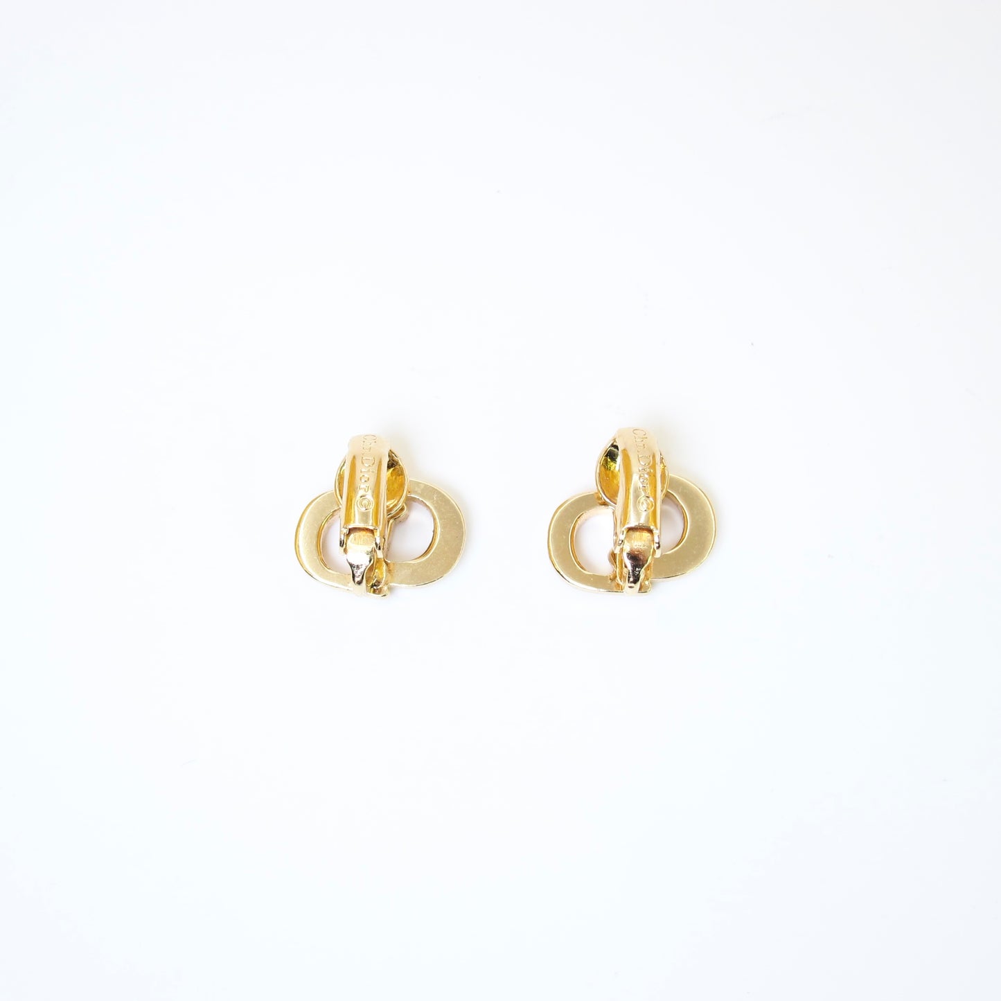 Christian Dior Vintage CD Logo Golden Clip-on Earrings