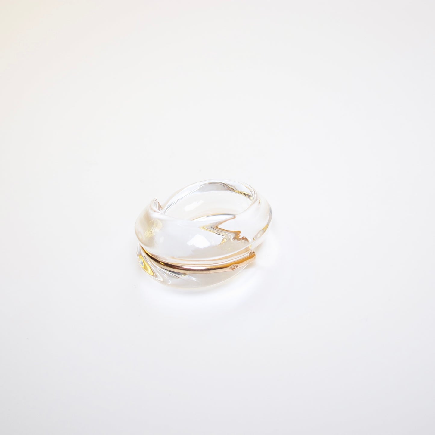 Baccarat Vintage 18K Gold and Clear Crystal Ring #13