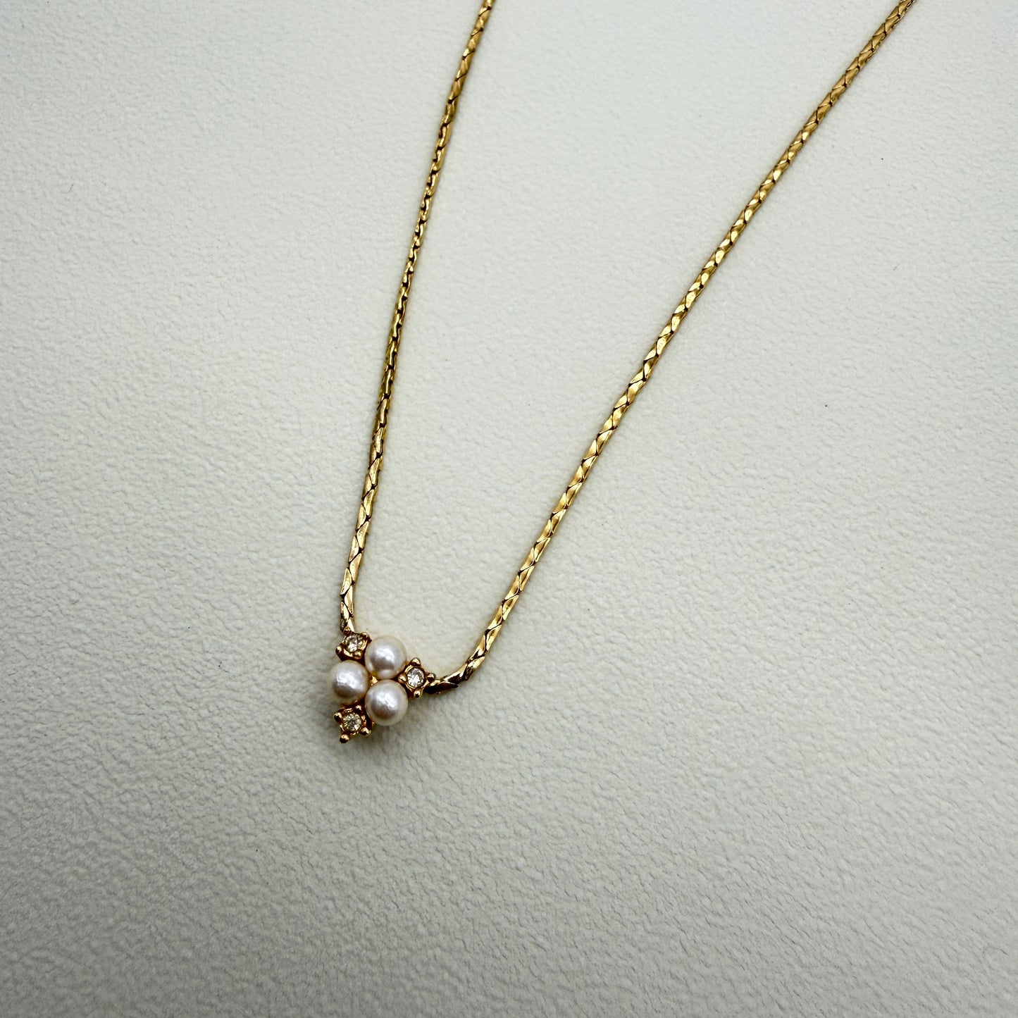 Christian Dior Vintage Pearl and Rhinestone Golden Necklace