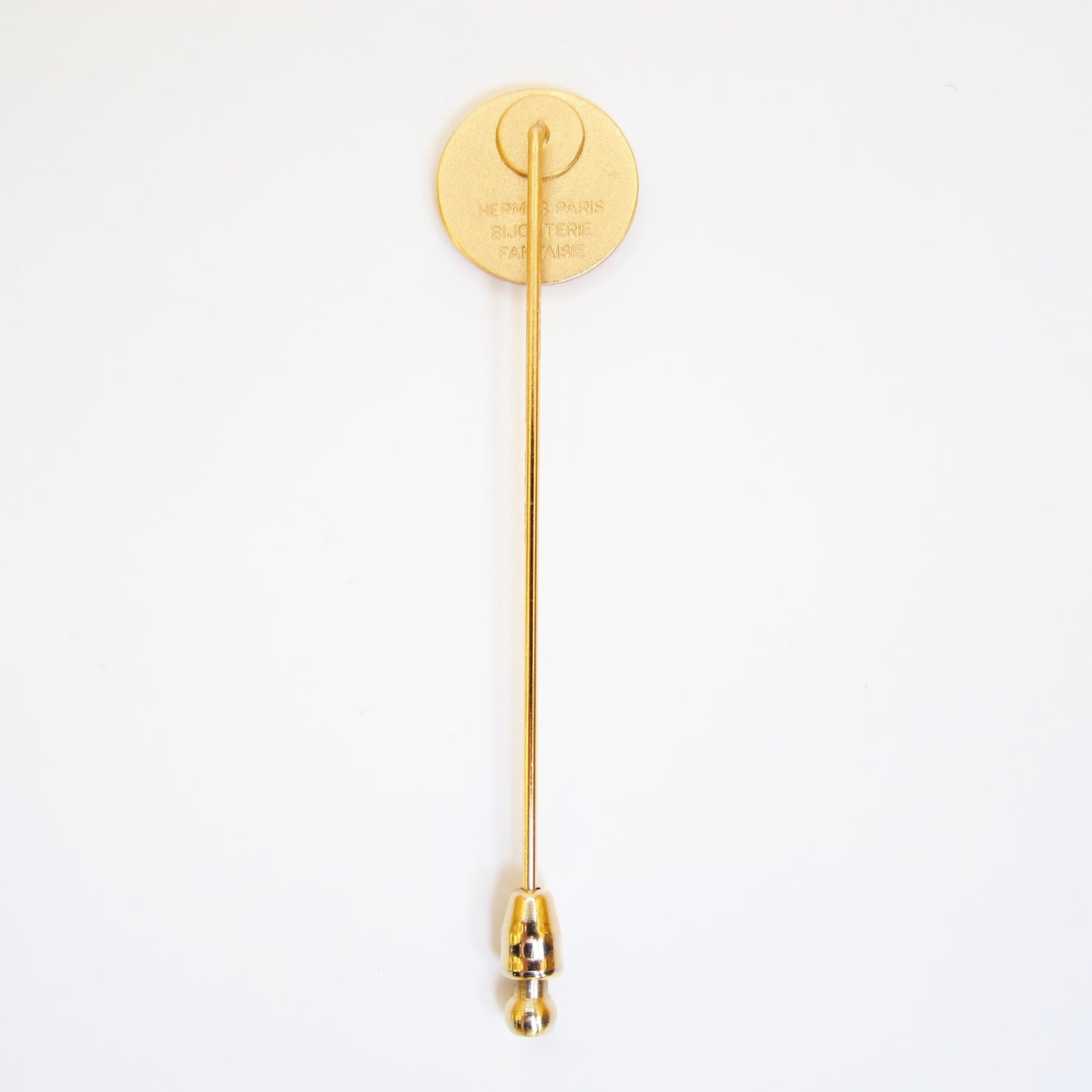 Hermes Vintage Hermes Logo On Round Shape Golden Brooch