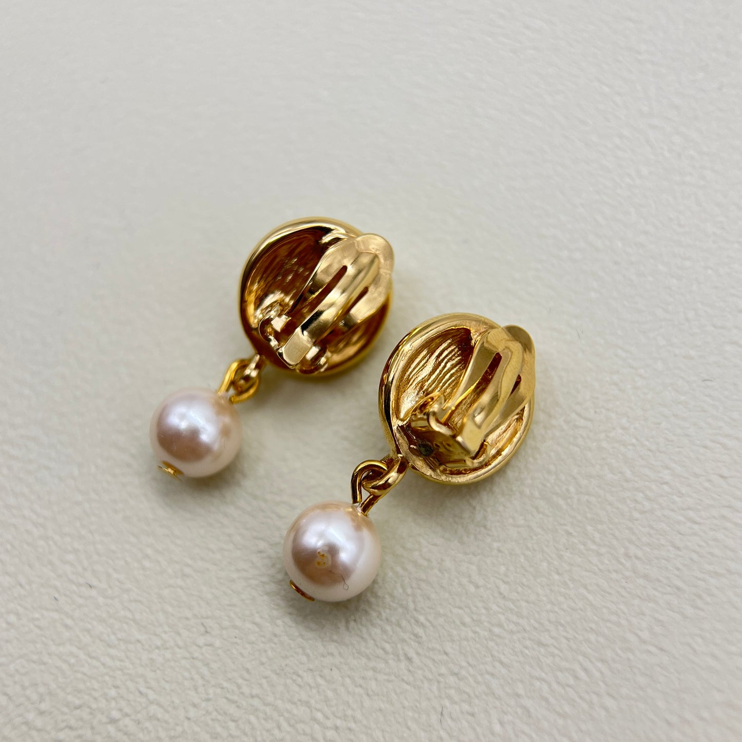 Givenchy Vintage Pearl Motif Golden Clip-on Earrings