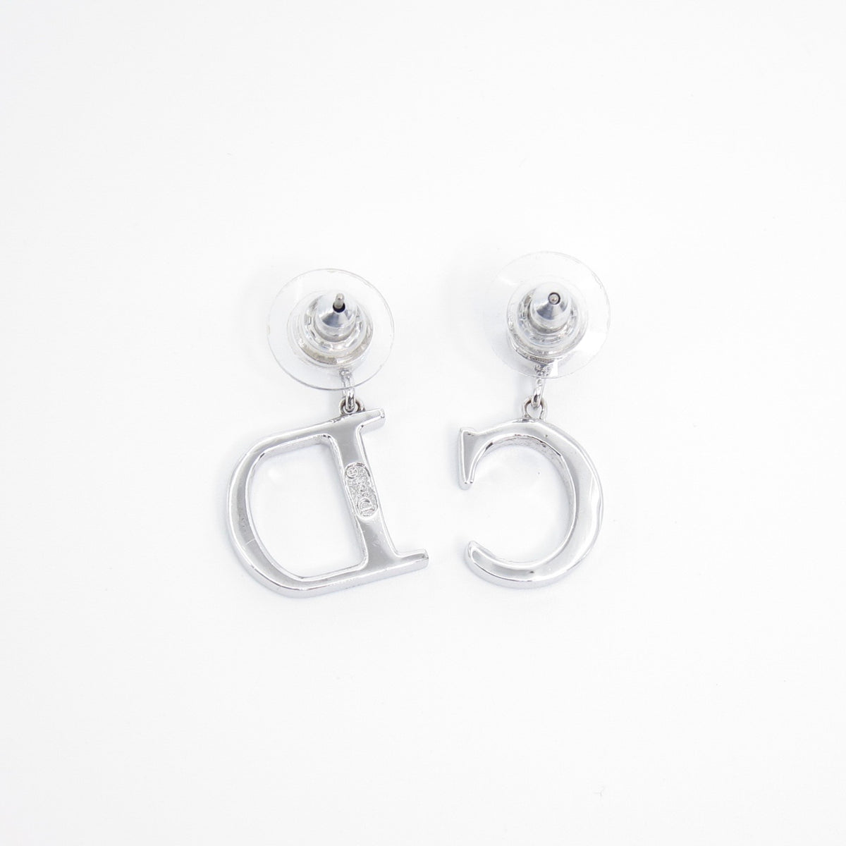 Christian Dior Vintage C and D Logo Rhinestone Drop Earrings with Box