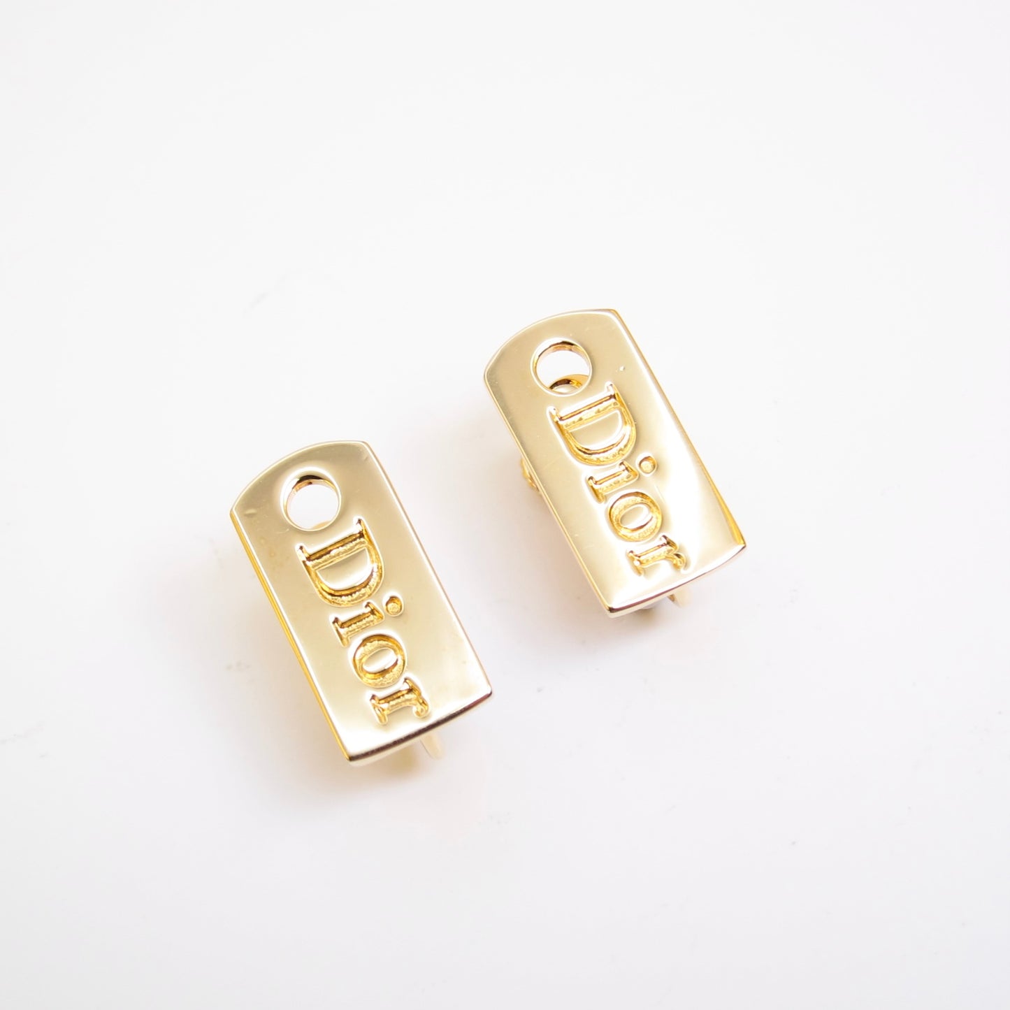 Christian Dior Vintage Dior Logo Golden Clip-on Earrings