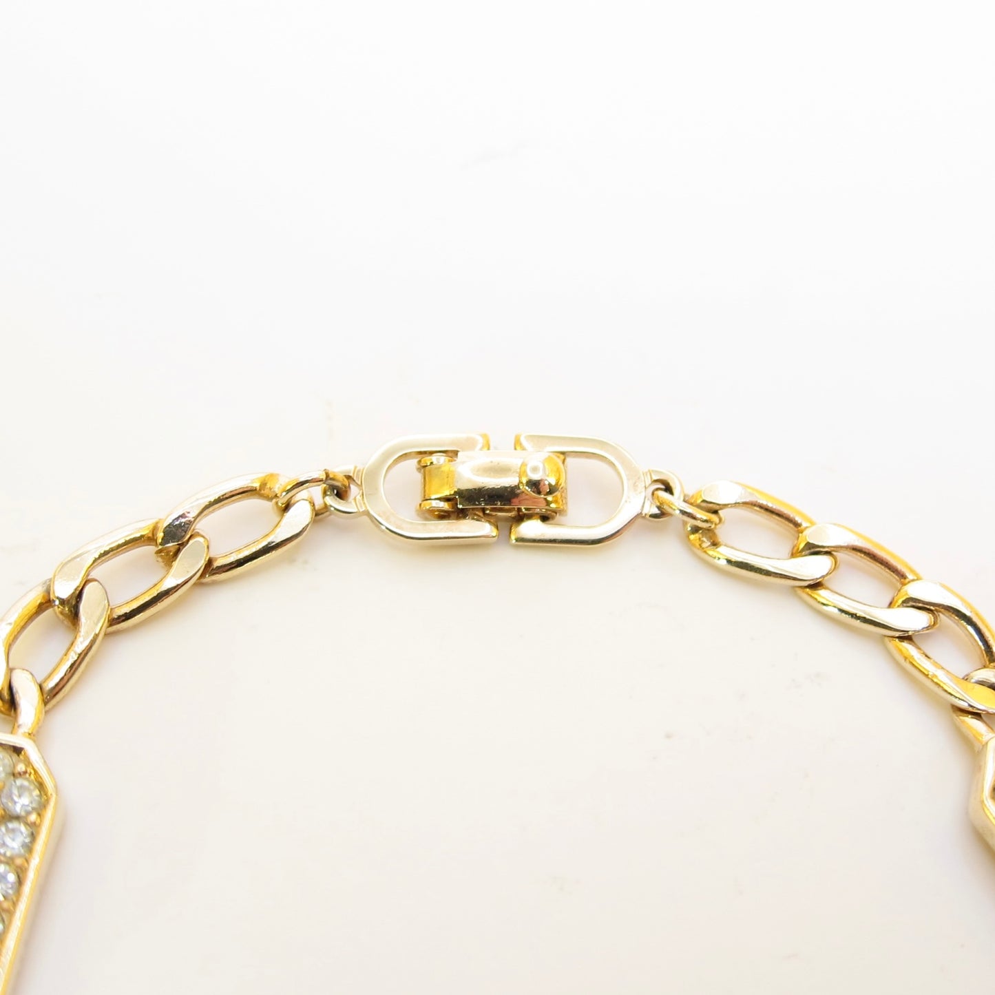 Christian Dior Vintage CD Logo and Rhinestone Golden Bracelet