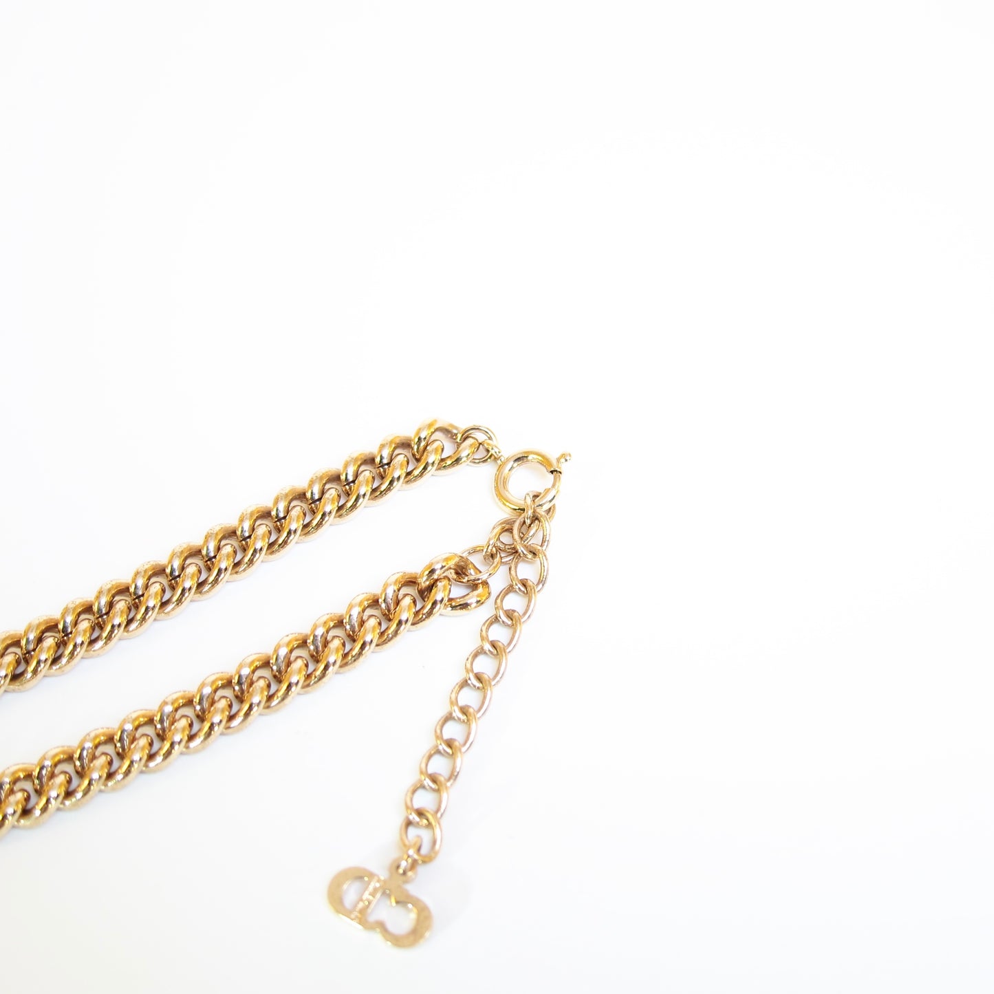 Christian Dior Vintage Rhinestone Golden Chain Necklace