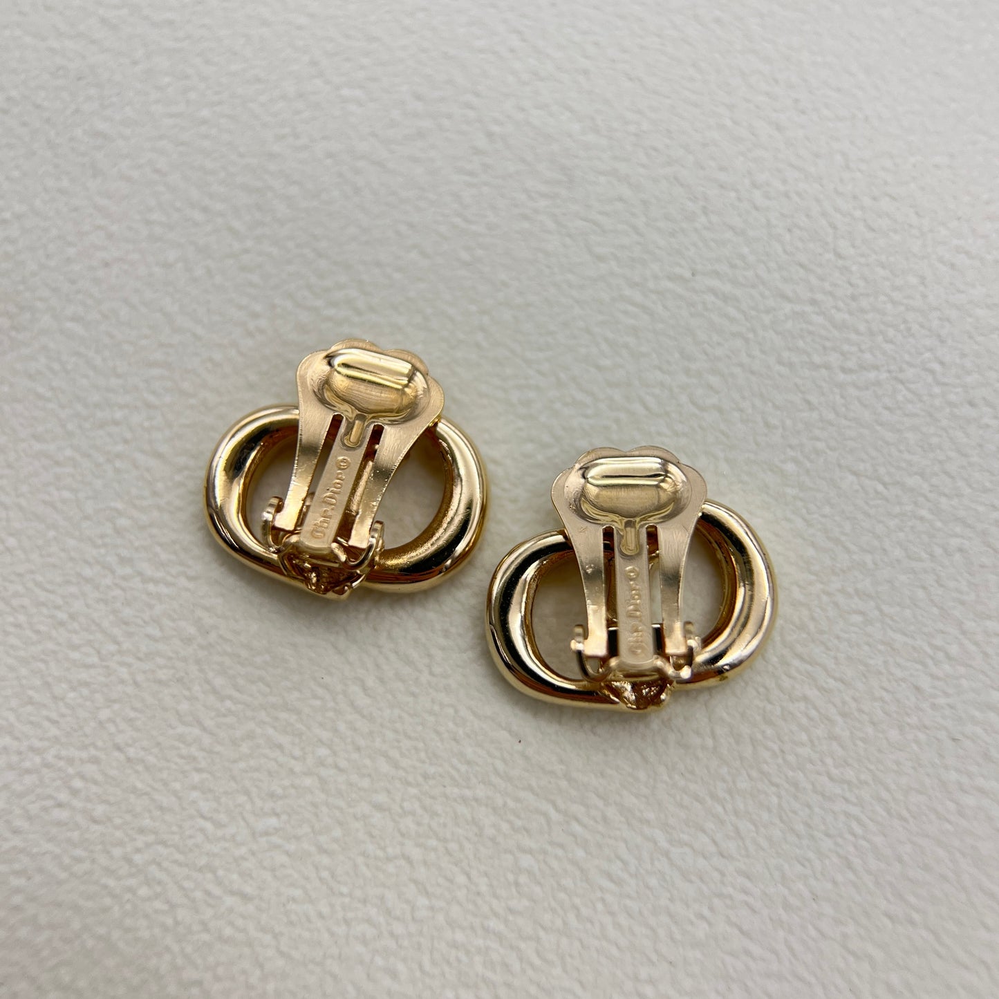 Christian Dior Vintage CD Logo Golden Clip-on Earrings