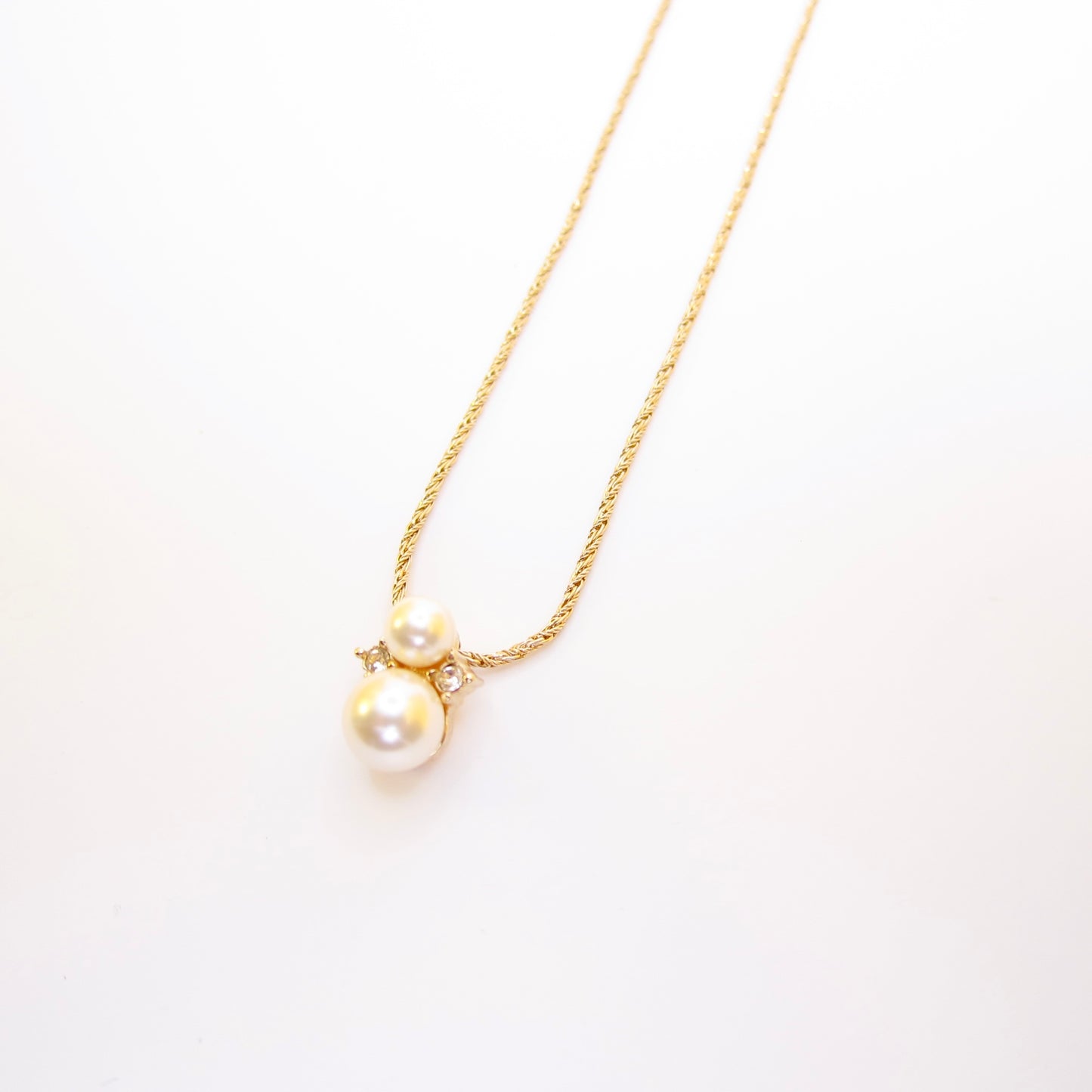 Christian Dior Vintage Pearl and Rhinestone Golden Necklace