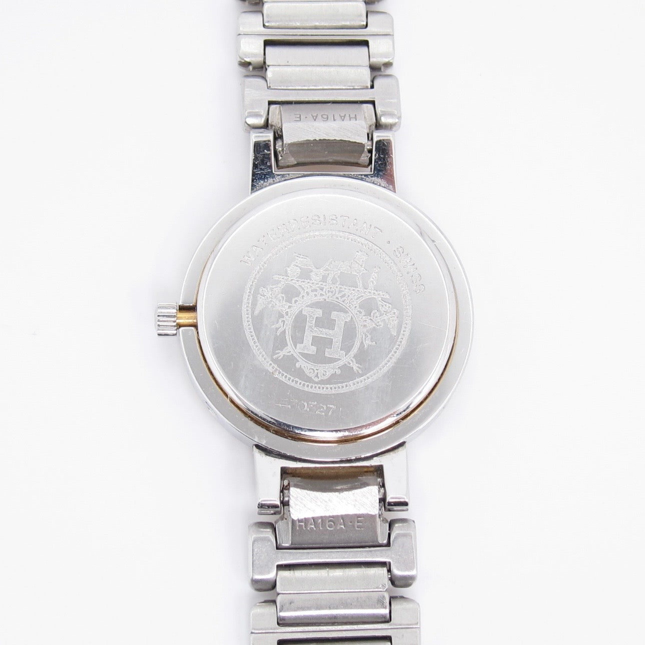Hermes Vintage Clipper White Face with Date Two Tone Watch