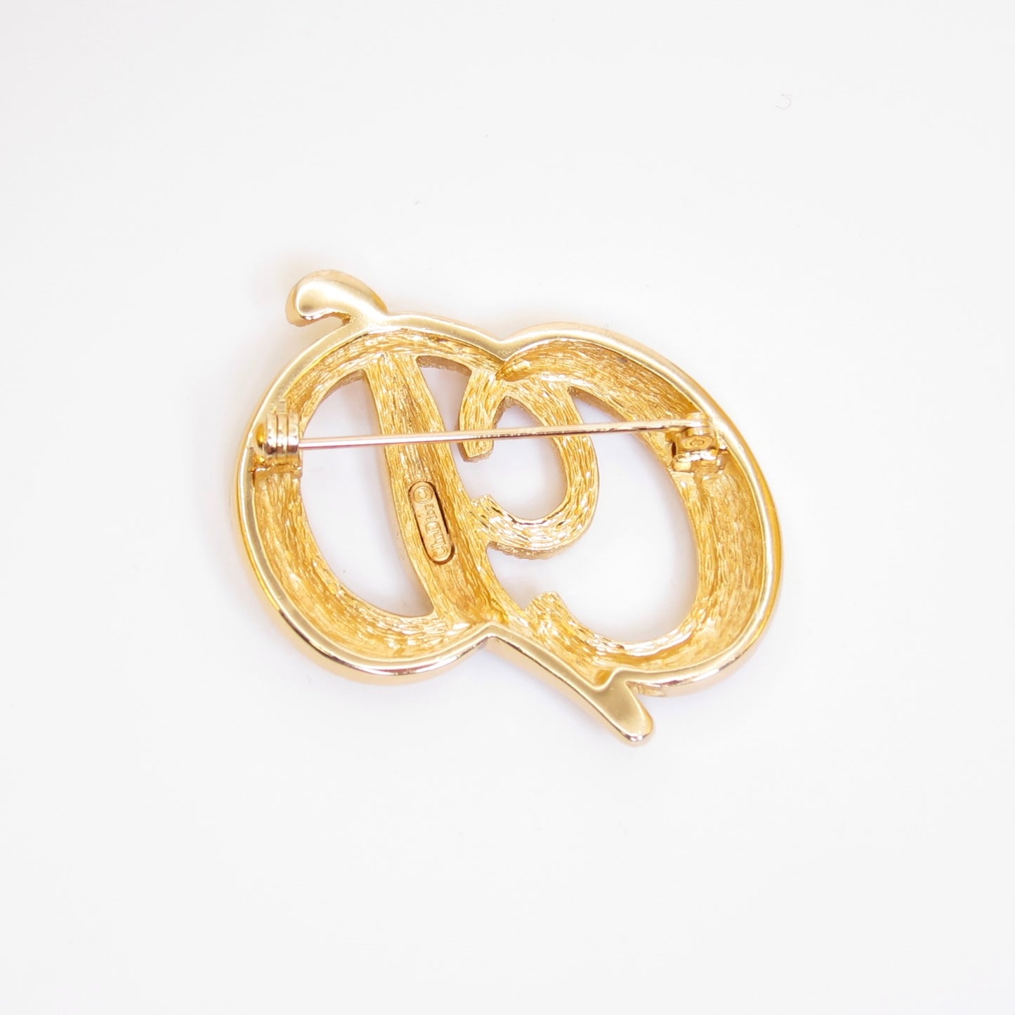 Christian Dior Vintage CD Logo Golden Brooch