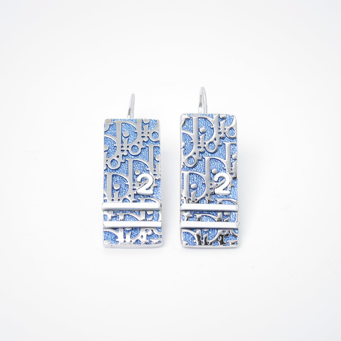 Christian Dior Vintage Sky Blue and Silver Trotter Earrings