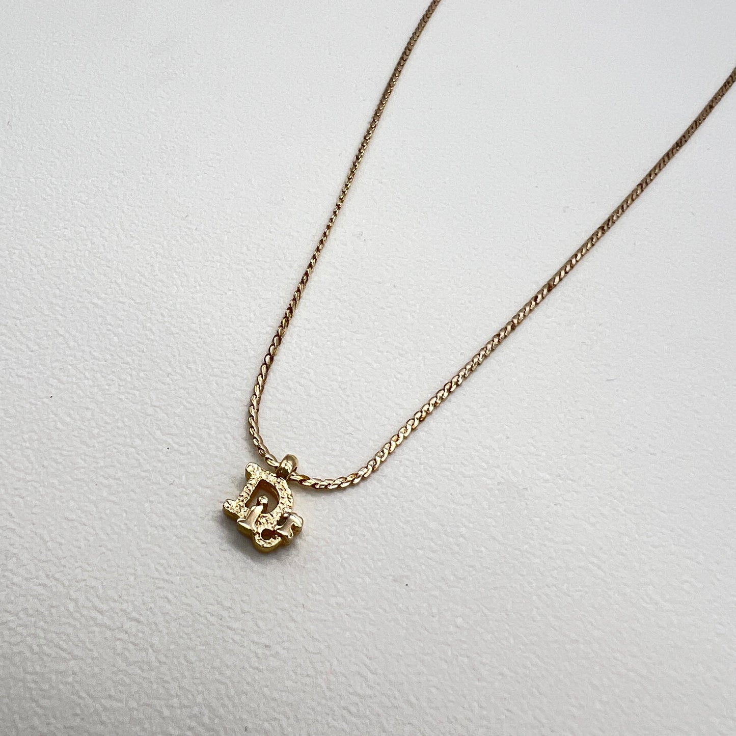 Christian Dior Vintage Dior Logo Pendant Golden Necklace