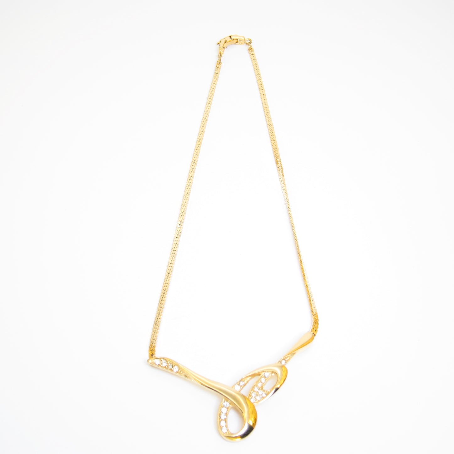 Givenchy Vintage Stylish Rhinestone Golden Pendant Necklace
