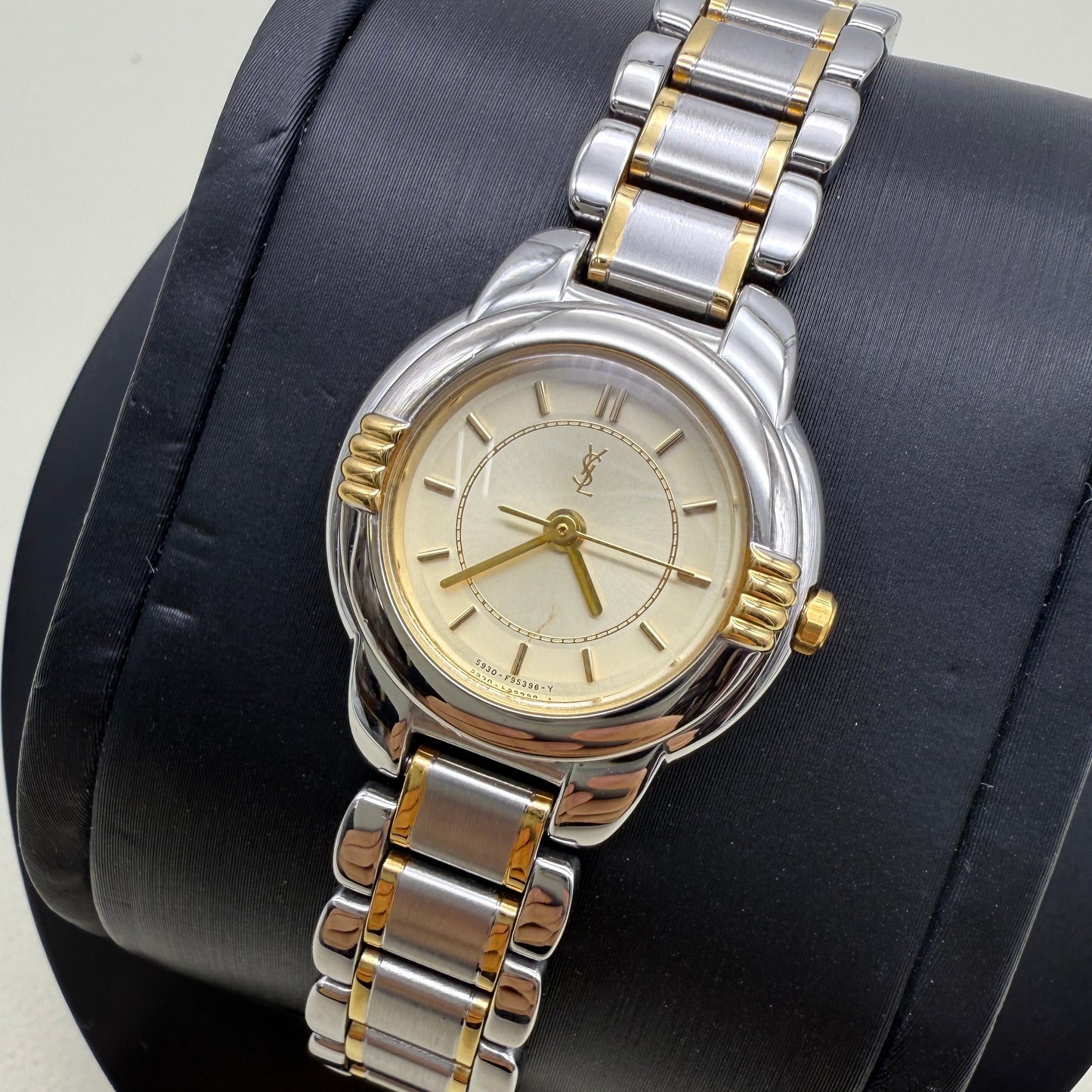 Yves Saint Laurent Vintage Round Ivory Face Two Tone Ladies Watch