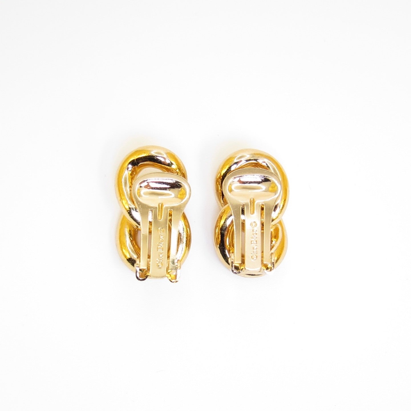 Christian Dior Vintage Interlocking Link Clip-On Earrings