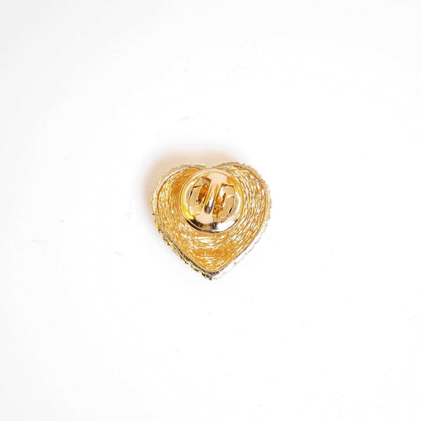 Christian Dior Vintage Dior Logo on Heart Golden Brooch
