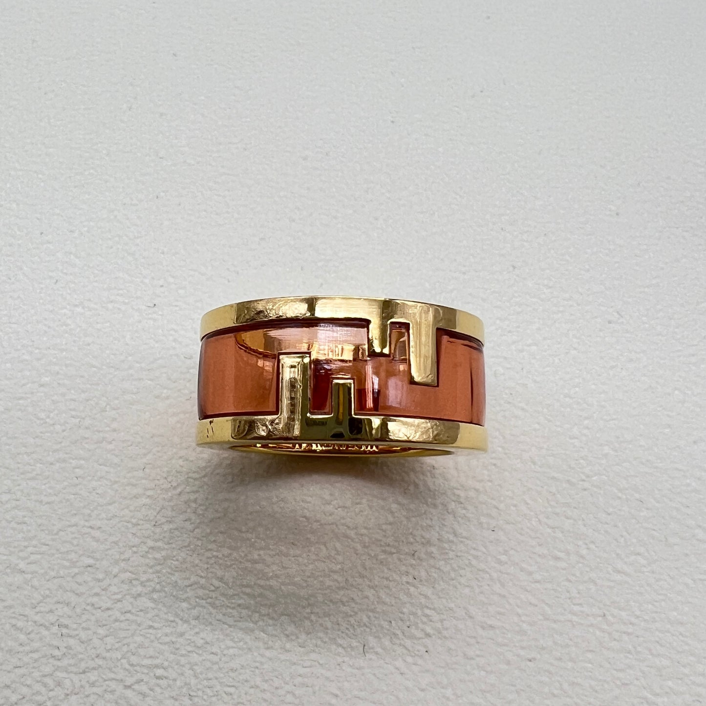 Fendi Vintage O'lock Pink and Golden Ring #M