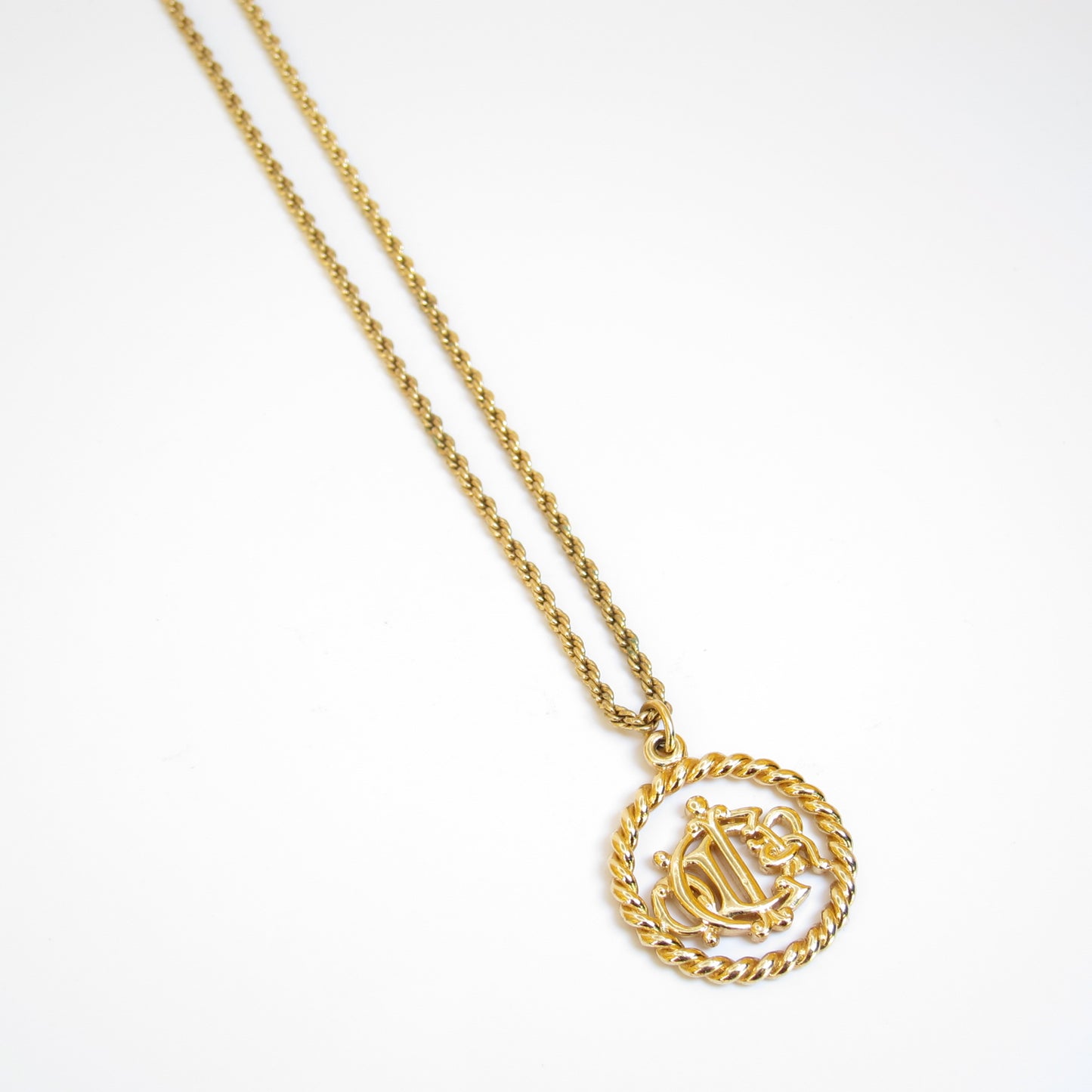 Christian Dior Vintage Dior Logo in Twist Circle Golden Necklace