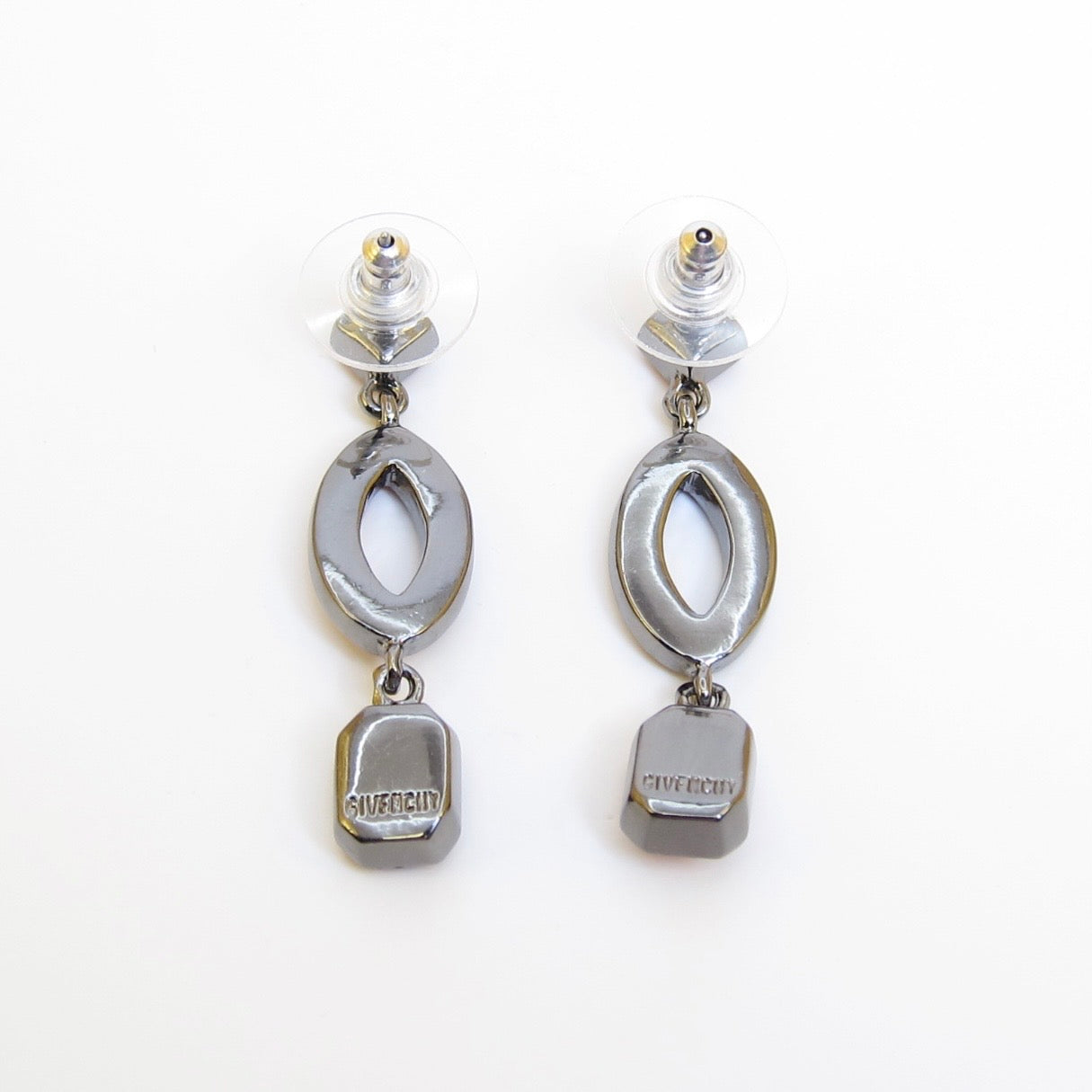 Givenchy Vintage Red Color Stone Geometric Drop Earrings