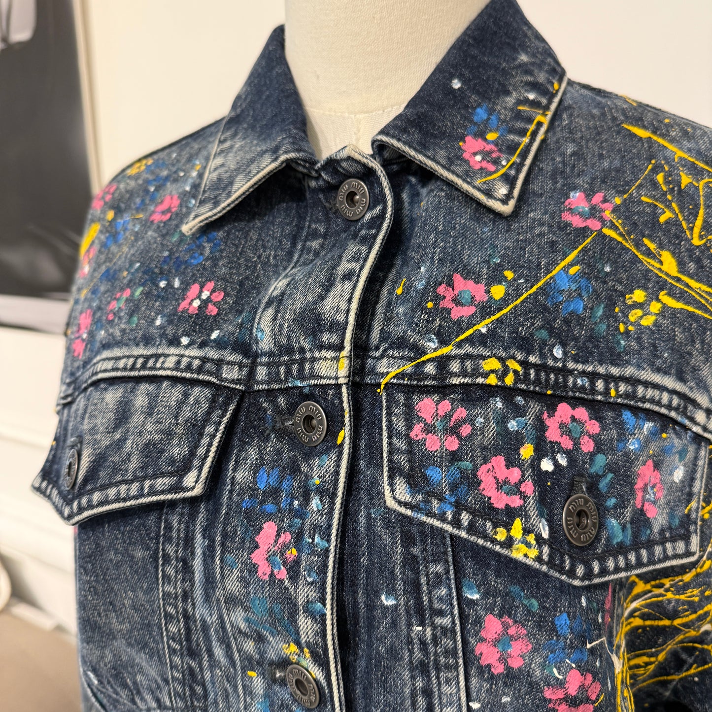 Miu Miu Vintage Multicolor Denim Chopped Jacket