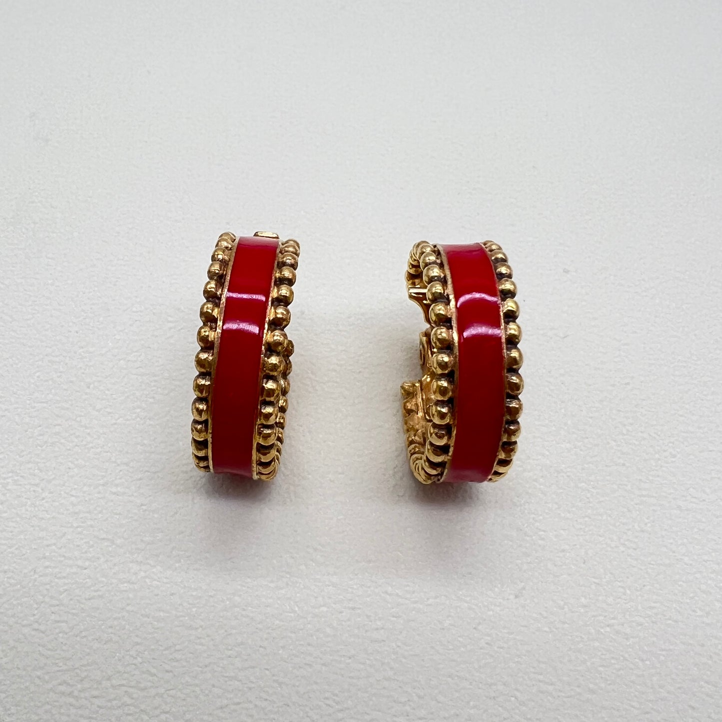 Yves Saint Laurent Vintage Red Enamelled Clip-on Earrings